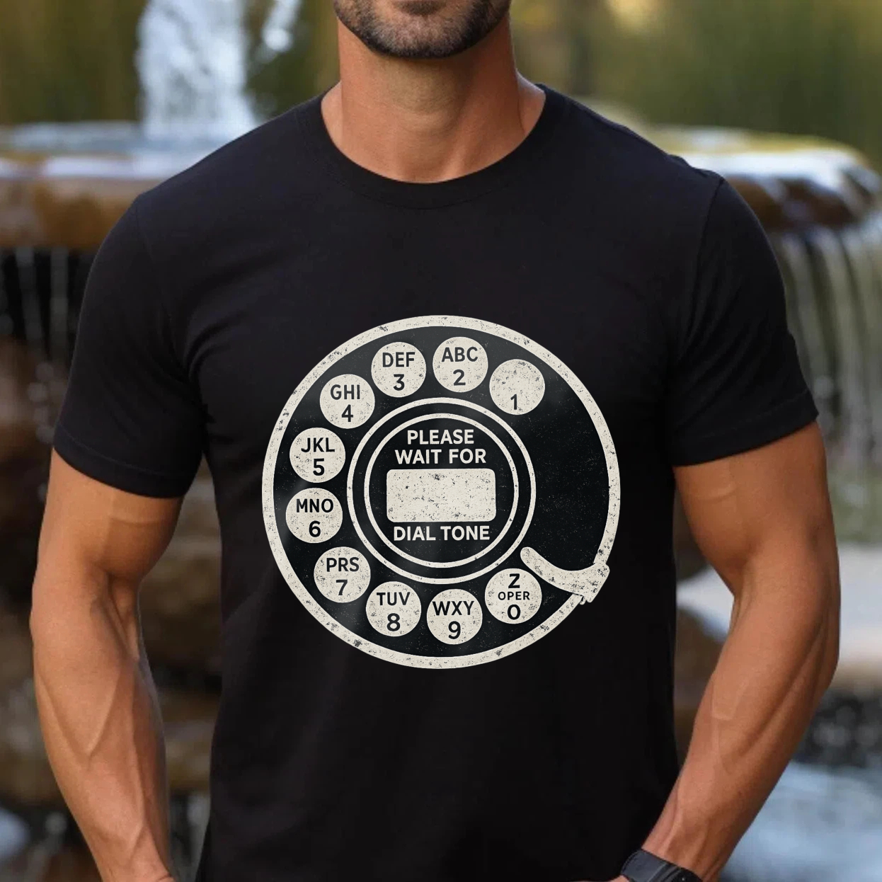 Retro Rotary Phone Dial Tone T-Shirt Made In Usa Vintage Telephone Design Black Cotton Shirt