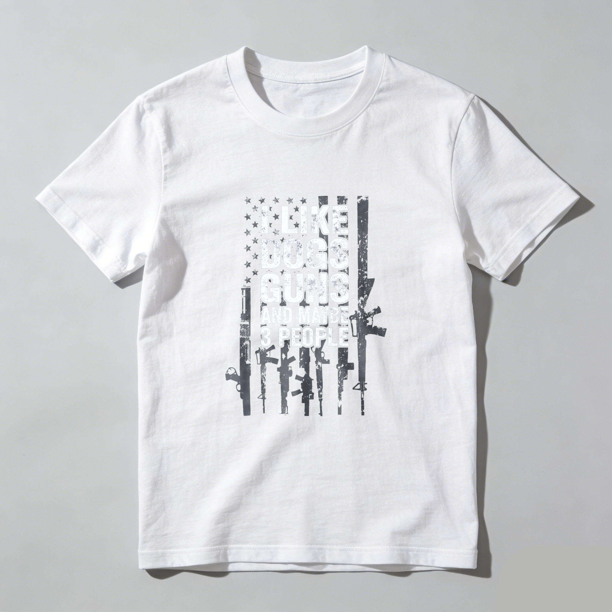 TEECURENT I Like Dogs Guns And Maybe 3 People T Shirt Men Women Black Graphic Tee Gun Lover Dog Owner Funny Statement Shirt