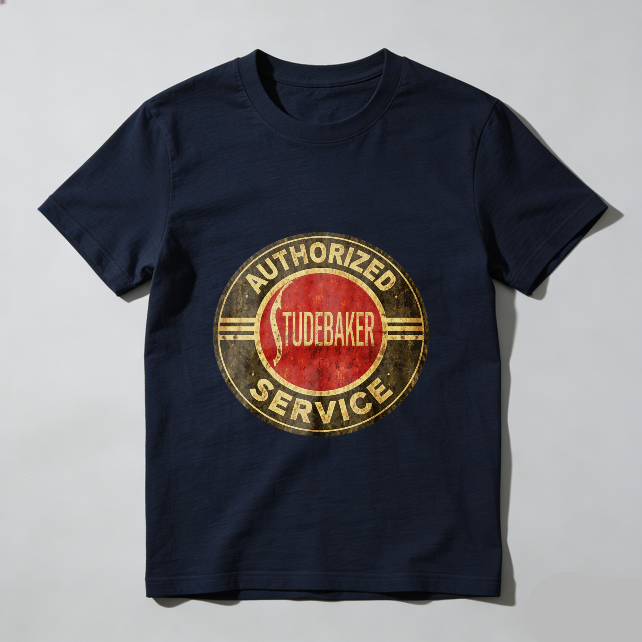 Authorized Studebaker Service Classic Logo T Shirt Vintage Automotive Design Black Cotton Men's Tee