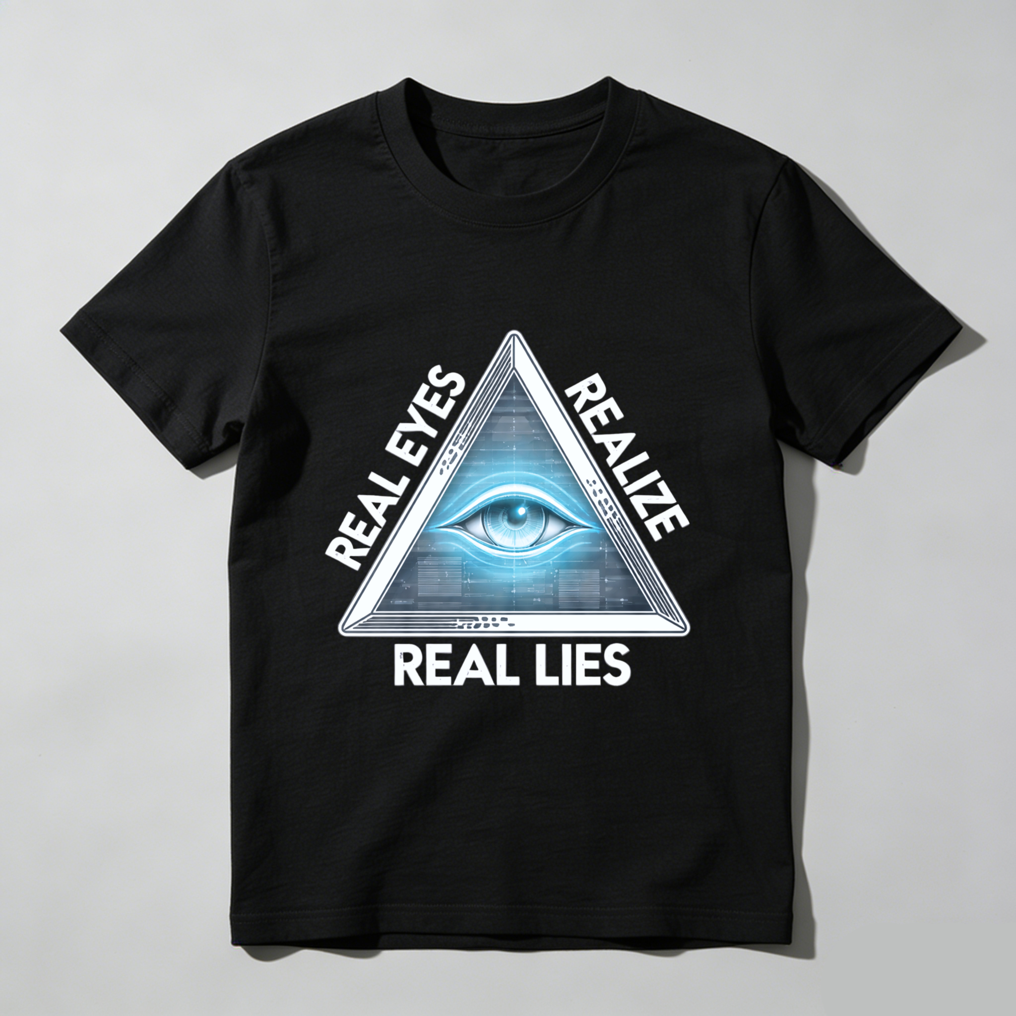 TEECURENT  Real Eyes Realize Real Lies Pyramid Eye Design TEECURENT