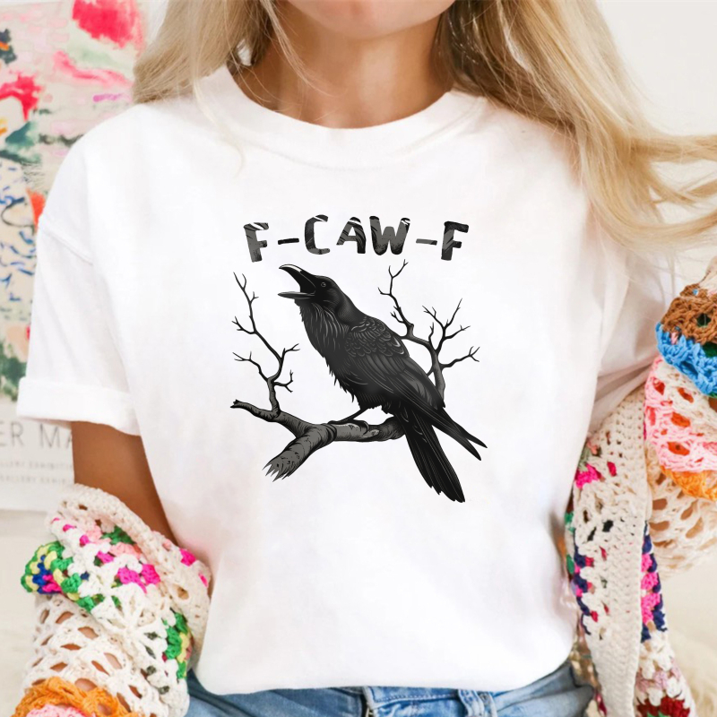 Crow On Branch With F Caw F Text Unisex Classic T-shirt