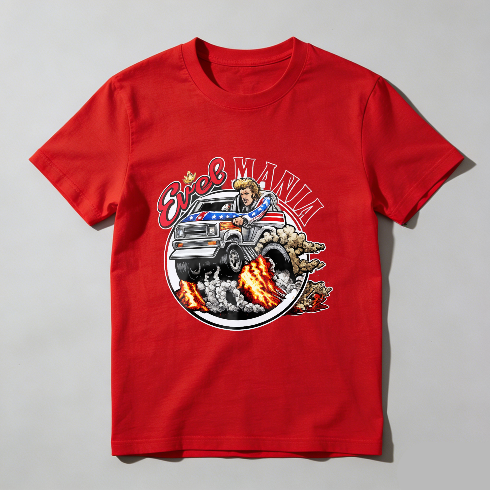 Eric Mania American Flag Truck Graphic T-Shirt Made In Usa