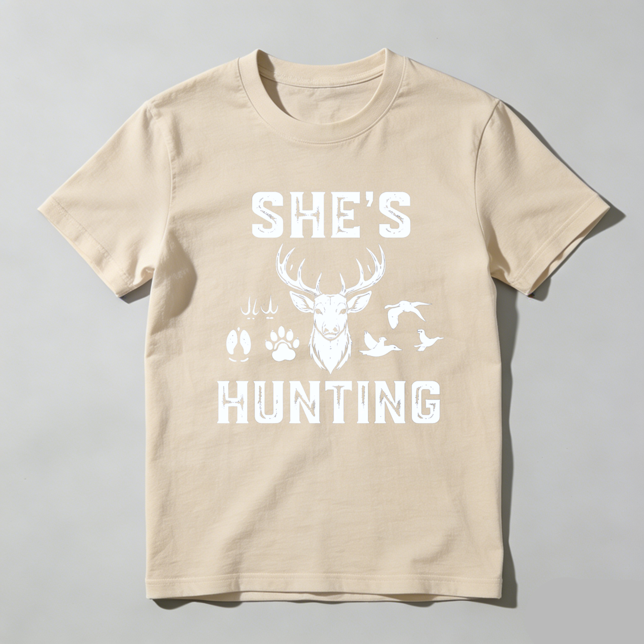 TEECURENT Shes Hunting Deer Hunting Shirt Women Outdoor Adventure Gear Hunting Lover T-Shirt-TeeCurent