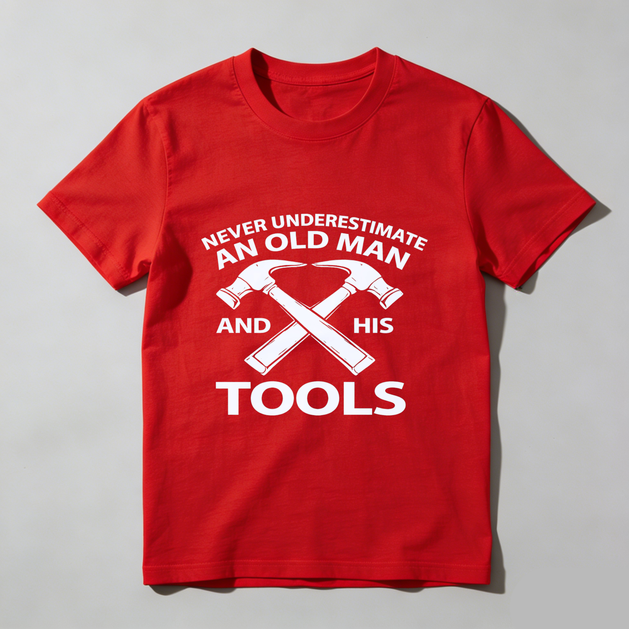 Never Underestimate An Old Man And His Tools T Shirt For Men Construction Worker Gift Humor Statement Shirt