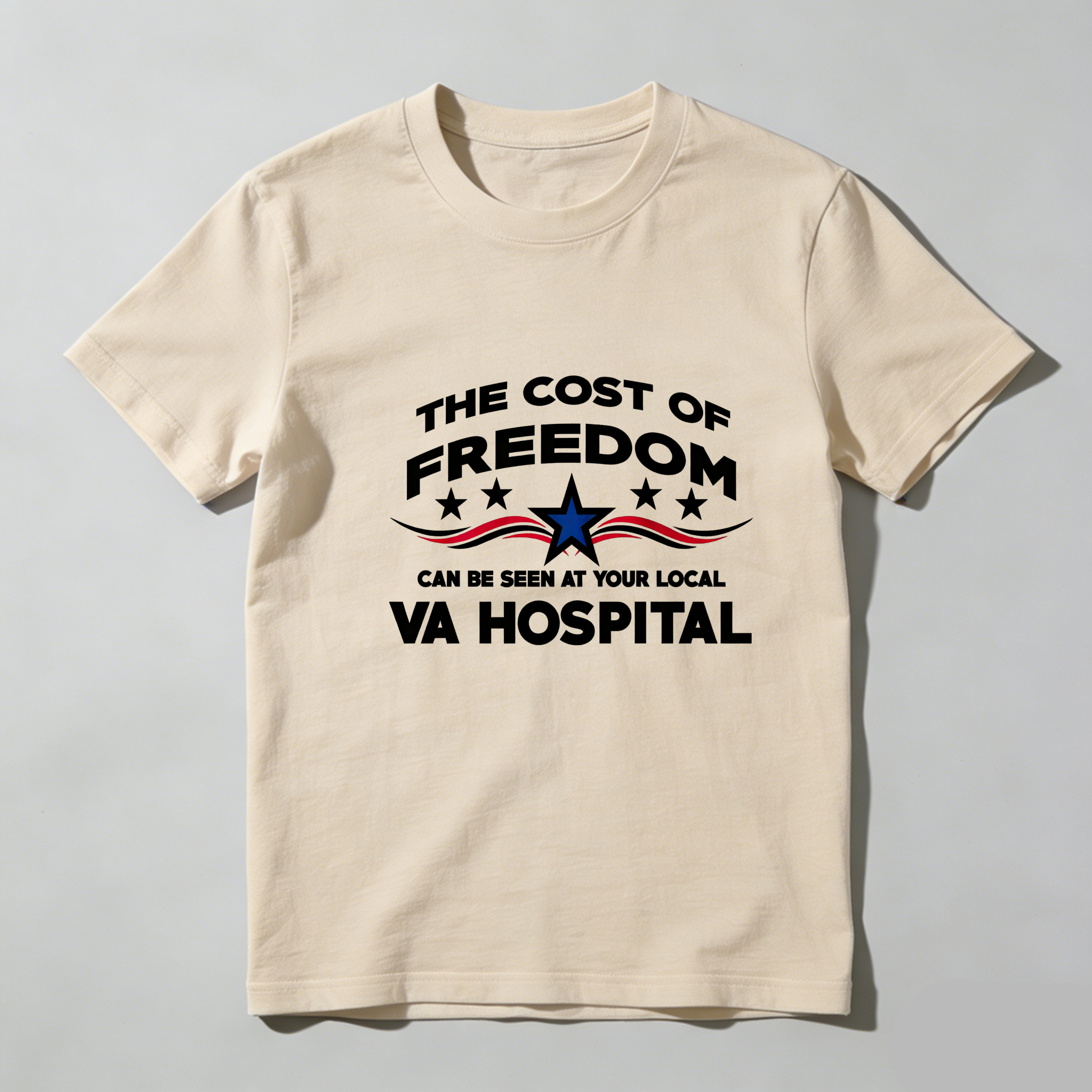 TEECURENT The Cost Of Freedom Va Hospital Pure Cotton Short Sleeve T Shirt-TeeCurent