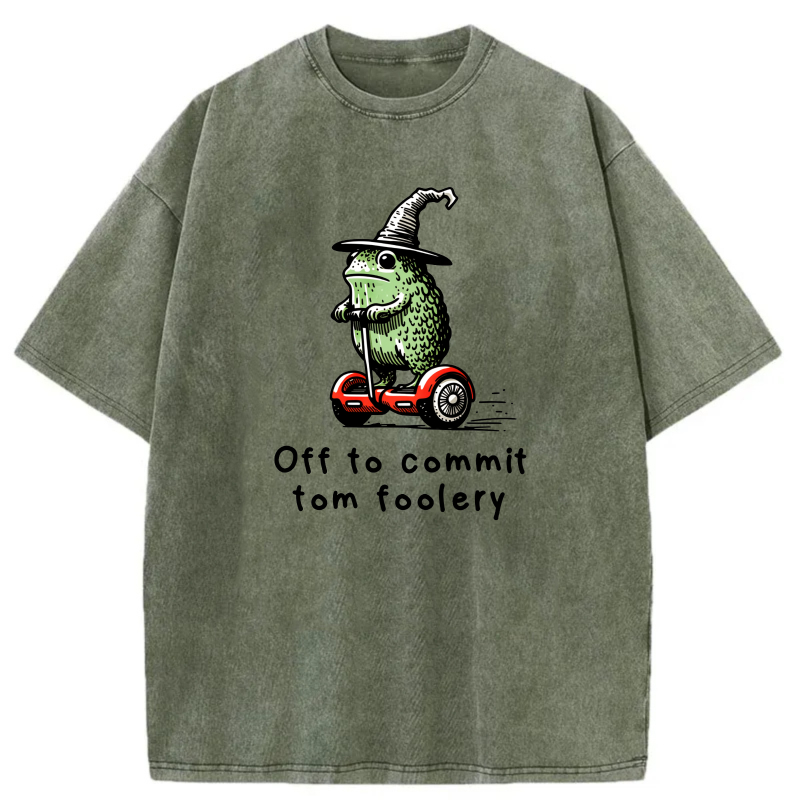 Frog Wizard On Scooter Tom Foolery tshirt 100% cotton