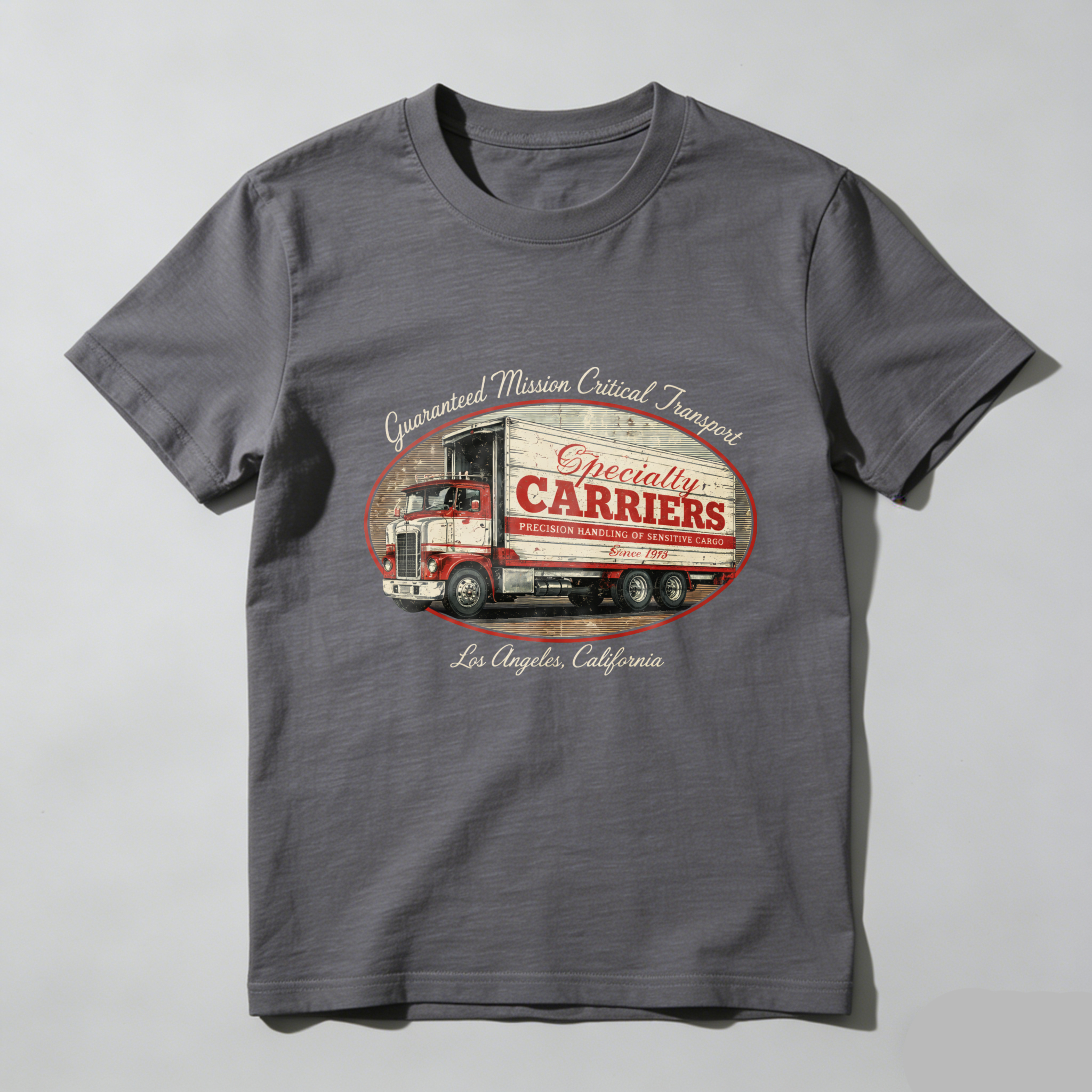 Specialty Carriers Guaranteed Mission Critical Transport Los Angeles California Trucking T-Shirt