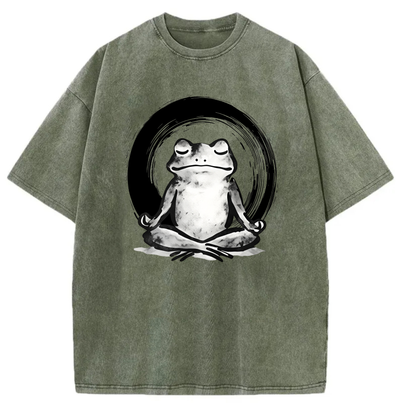 Frog Meditating In Zen Circle tshirt 100% cotton