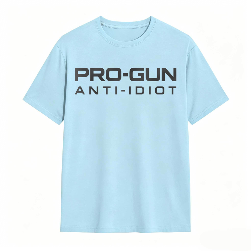 Pro-Gun Anti-Idiot Graphic Print Cotton Shirt