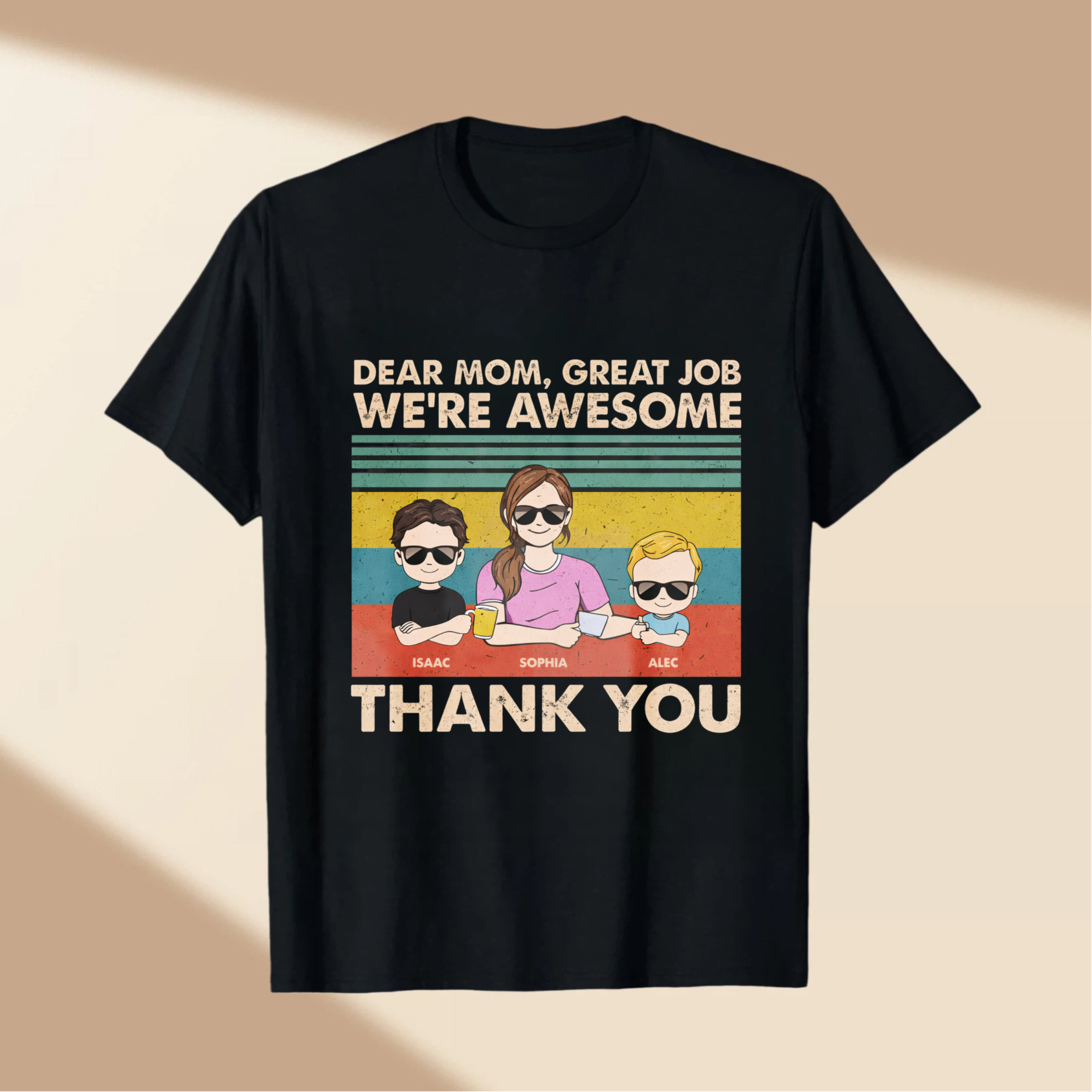 TEECURENT Dear Mom Great Job Were Awesome Thank You Family T Shirt Custom Personalized Gift For Mother Mother S Day Birthday Present WOMEN