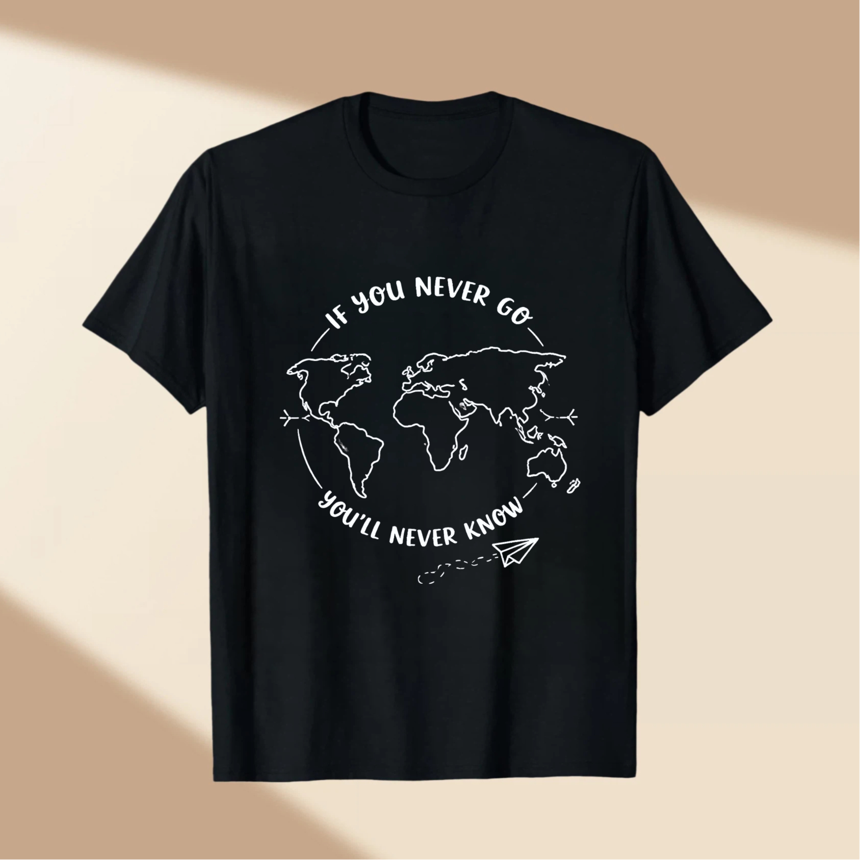 TEECURENT If You Never Go Youll Never Know World Map Travel Inspired T Shirt WOMEN