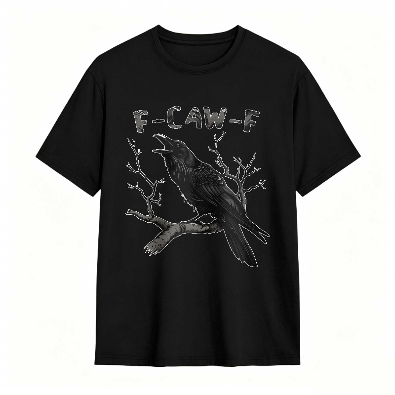 Crow On Branch With F Caw F Text Unisex Classic T-shirt