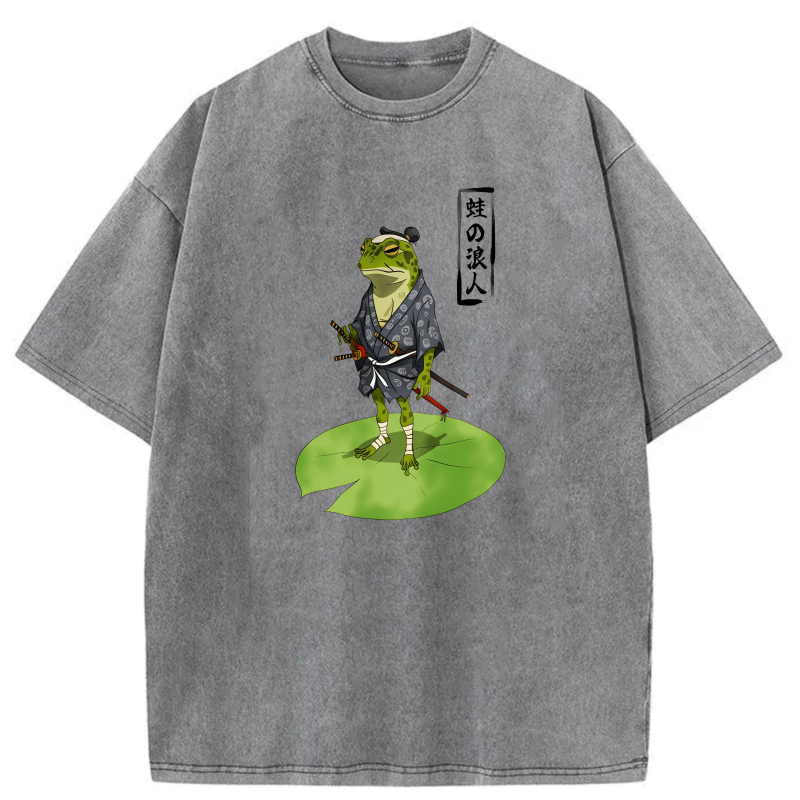 Frog Samurai Standing On Lily Pad tshirt 100% cotton