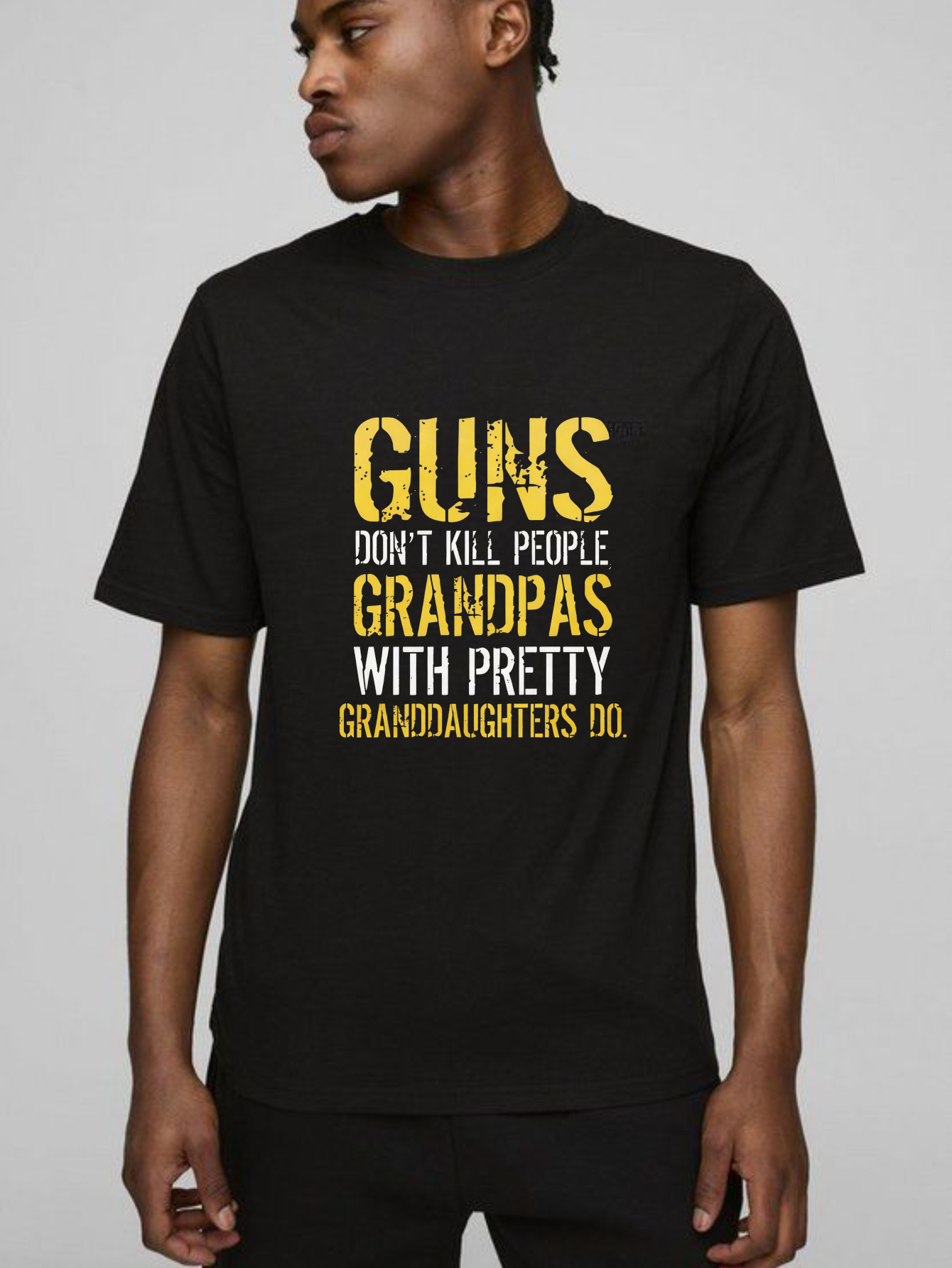 TEECURENT Guns Dont Kill People Grandpas With Pretty Granddaughters Do Pure Cotton Short Sleeve T Shirt-TeeCurent