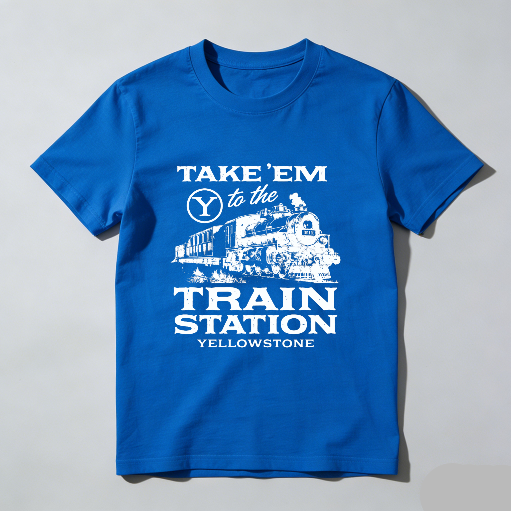 TEECURENT Take Em To The Train Station Yellowstone T Shirt Black Classic Fit Men Women Unisex Railroad Locomotive Graphic Tee
