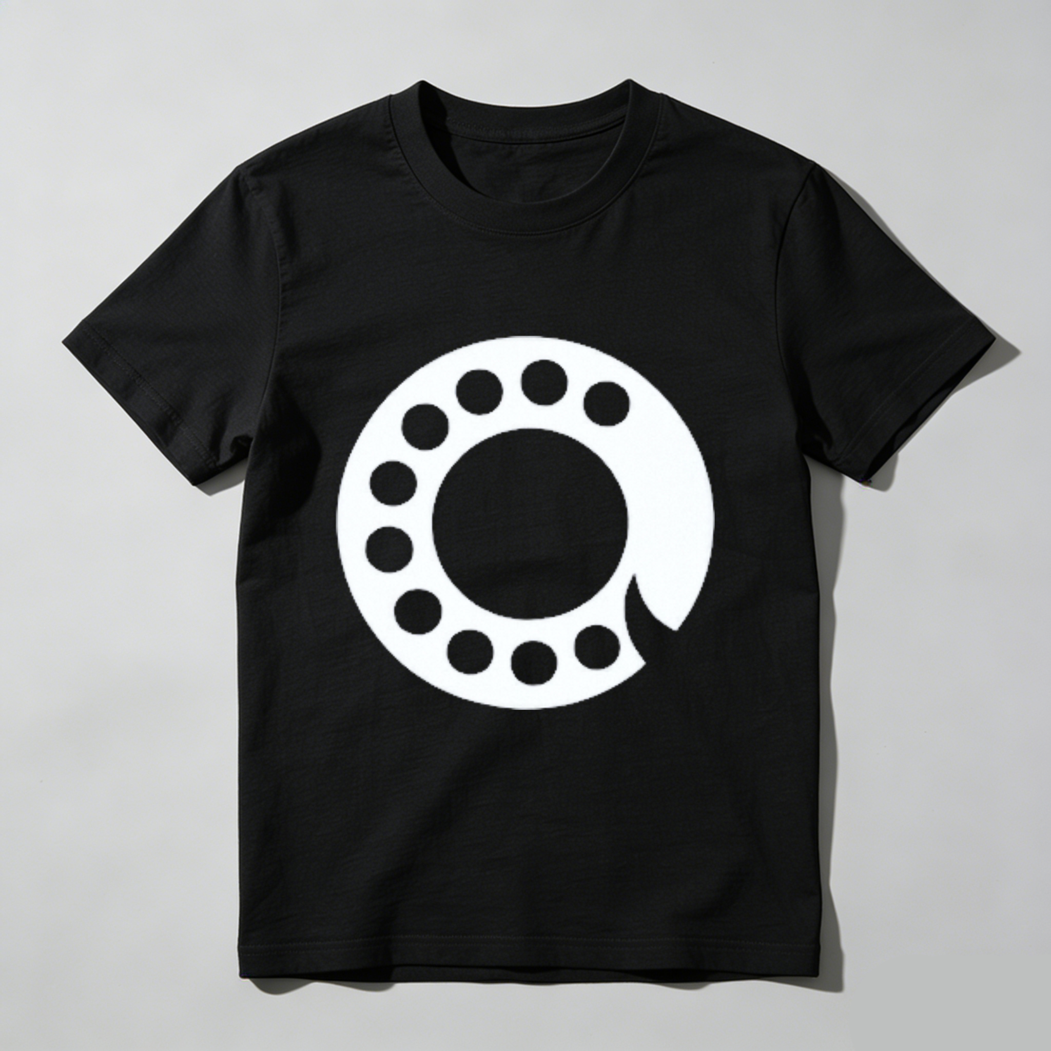 Made In Usa Black T Shirt With White Circular Pattern Design For Men And Women Casual Wear Fashion Statement Top