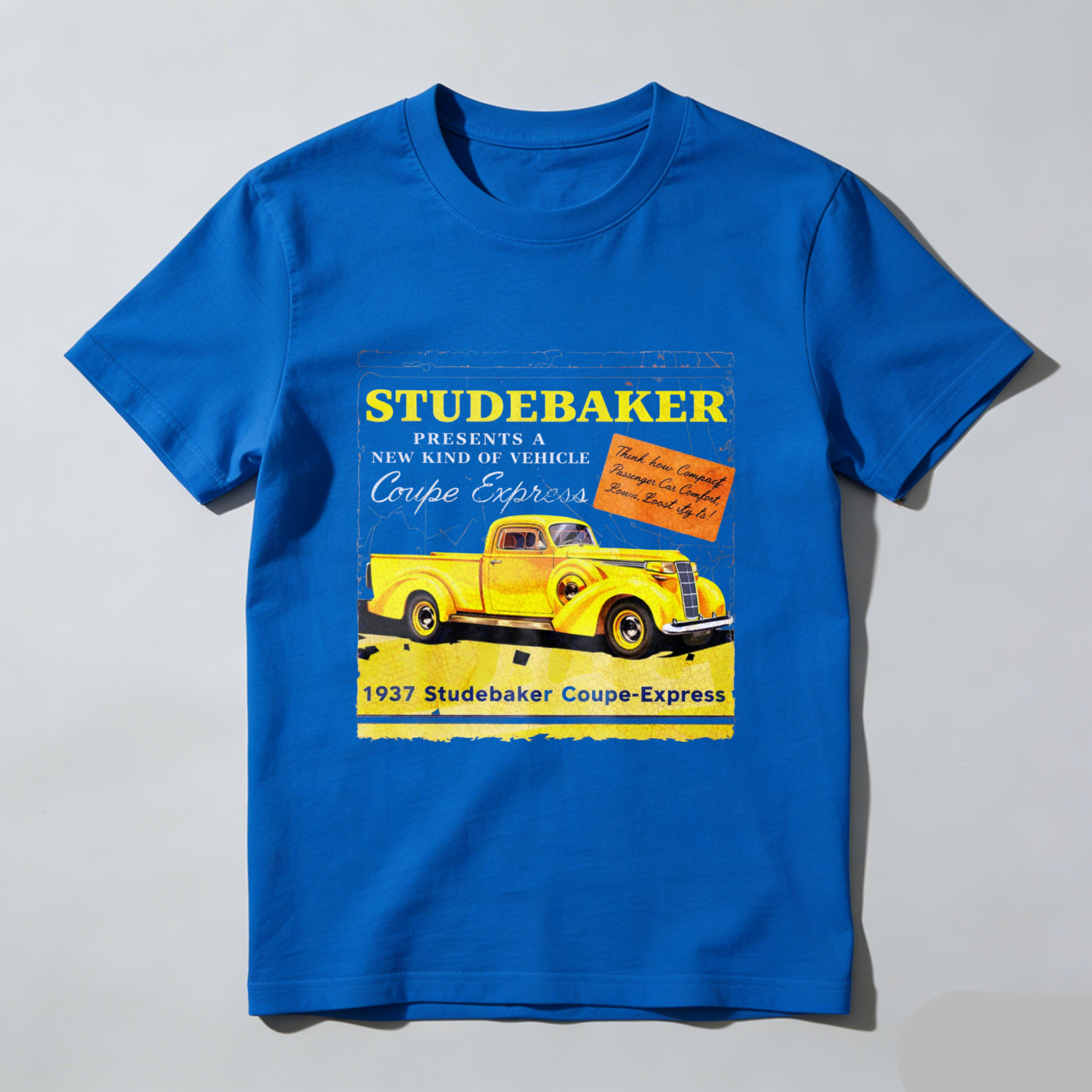 Studebaker 1937 Coupe Express Vintage Car Advertisement T-Shirt Classic Automotive Design Men's Black Shirt