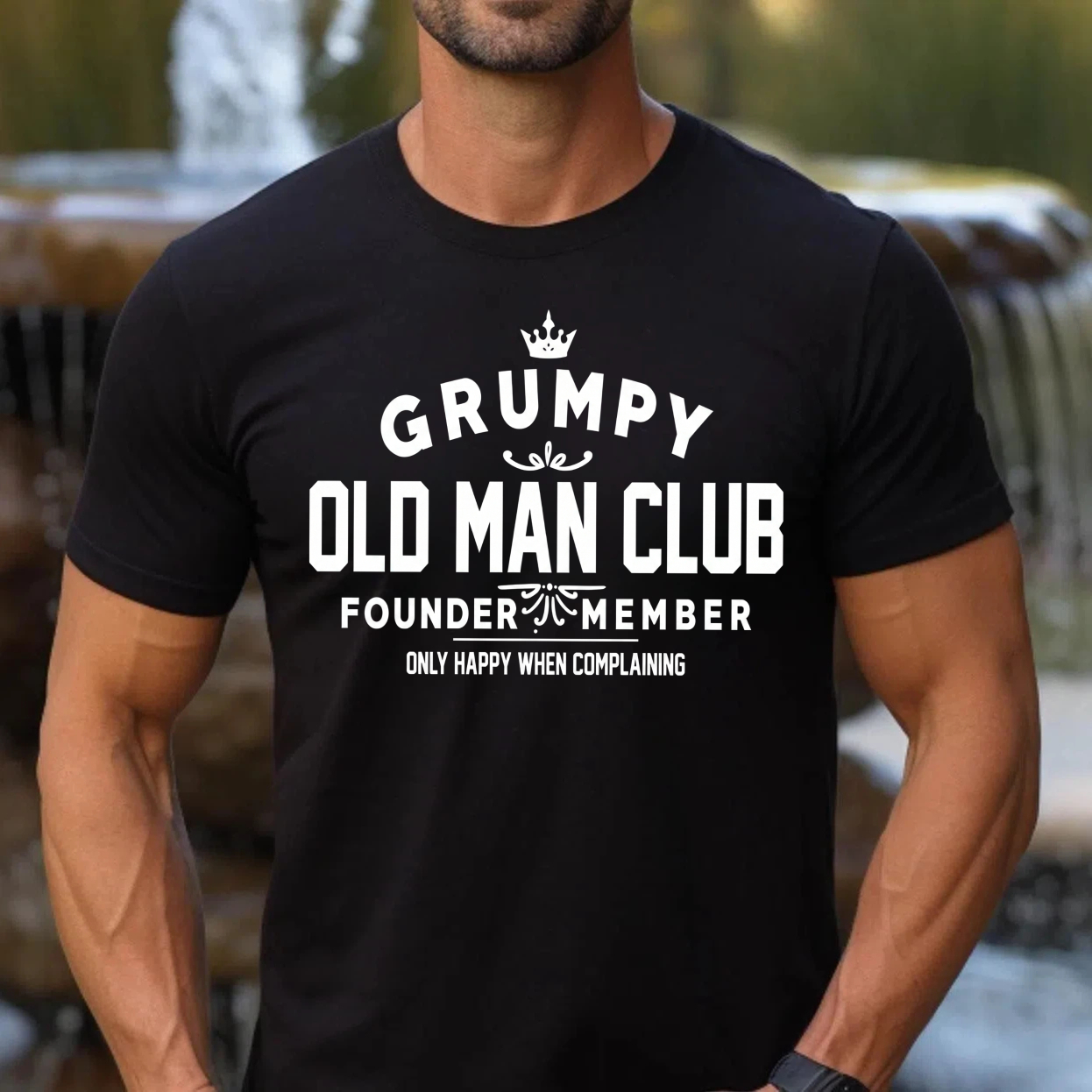 TEECURENT Grumpy Old Man Club Founder Member   Pure Cotton Short Sleeve T Shirt