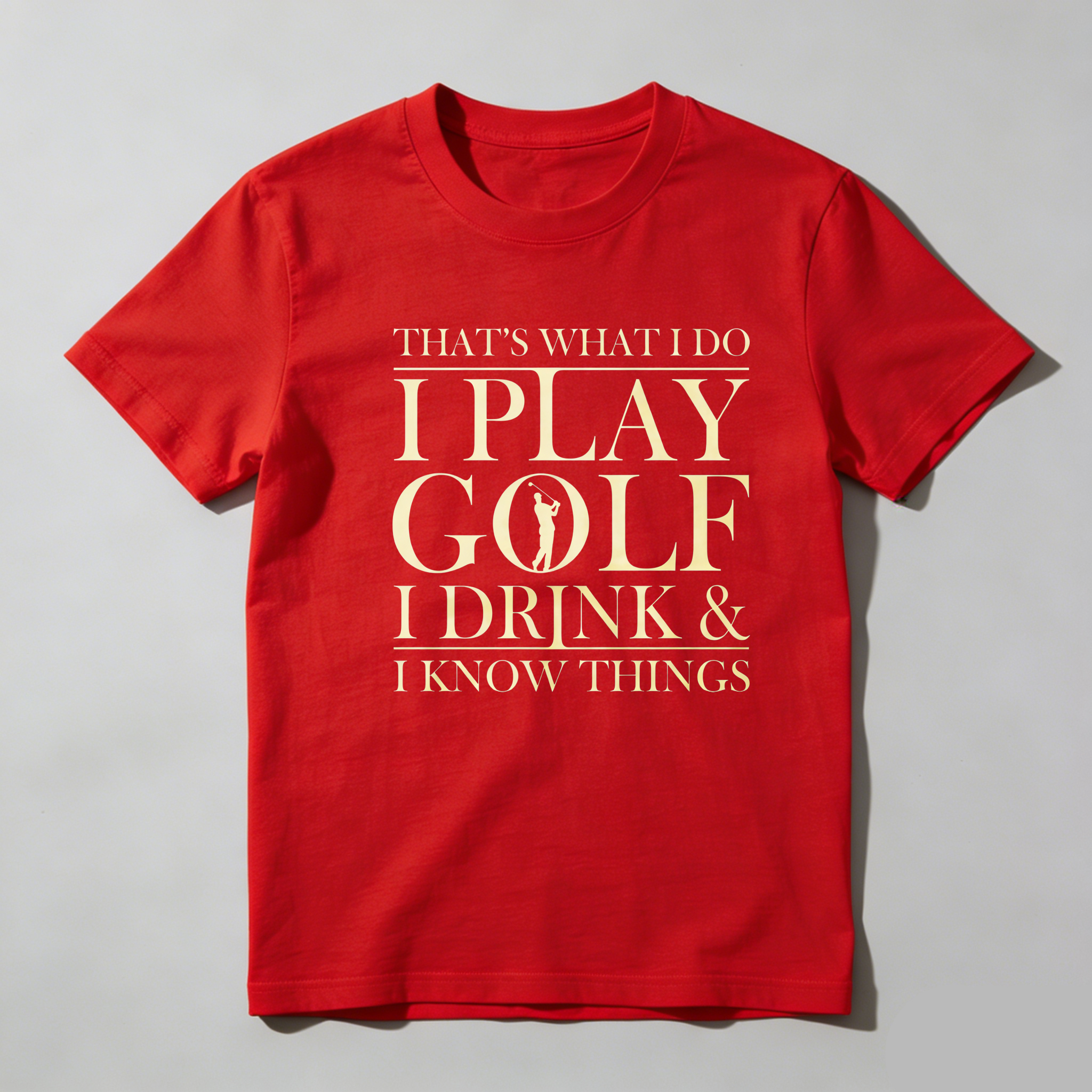 TEECURENT That's What I Do I Play Golf I Drink And I Know Things Pure Cotton Short Sleeve T Shirt-TeeCurent