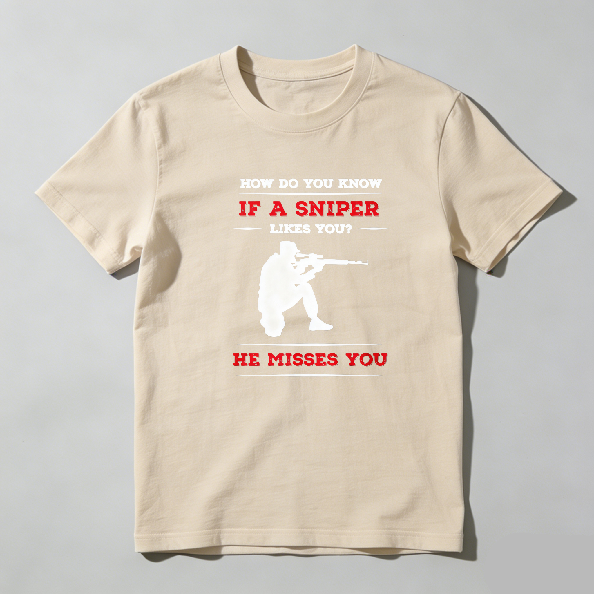TEECURENT Sniper Misses You Pure Cotton Short Sleeve T Shirt-TeeCurent