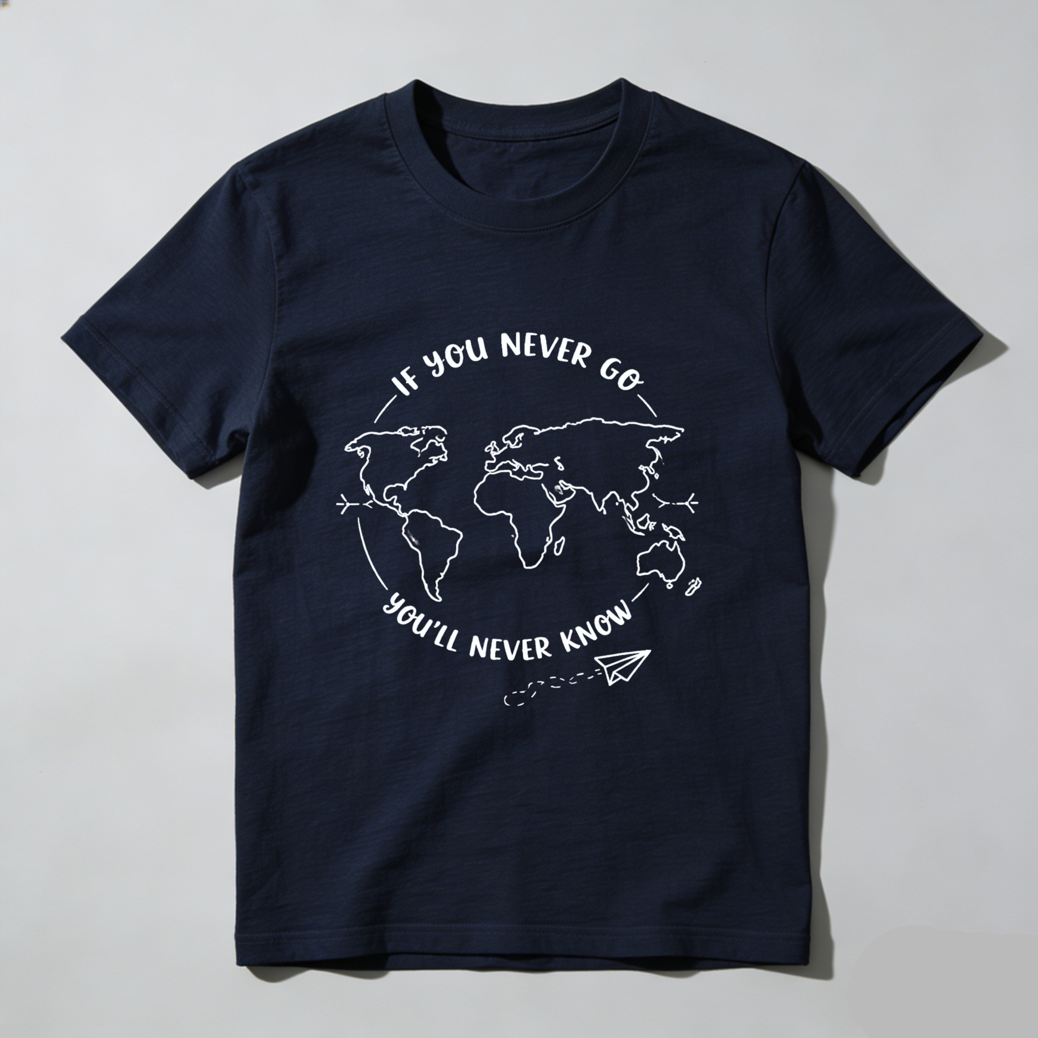TEECURENT If You Never Go Youll Never Know World Map Travel Inspired T Shirt WOMEN