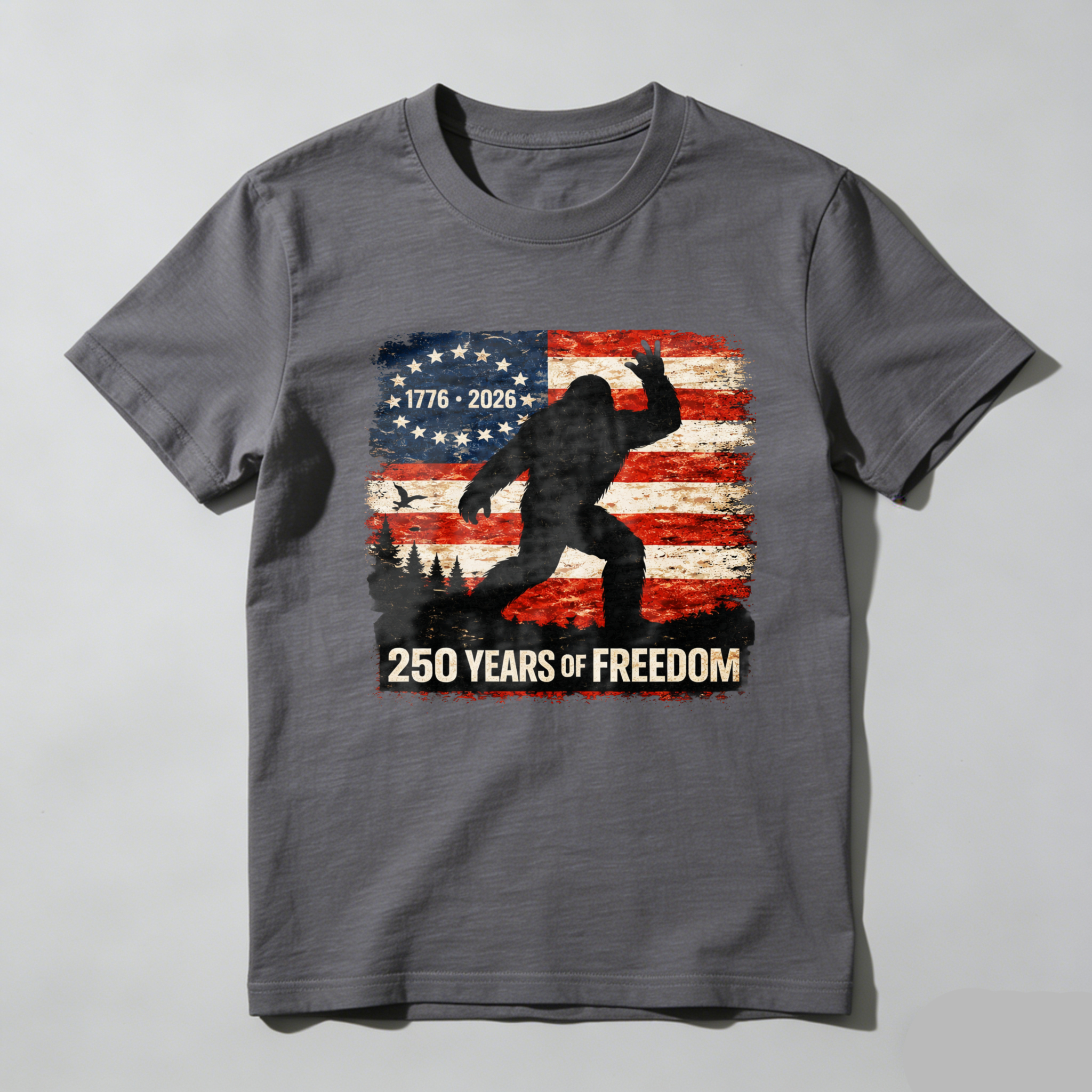 Bigfoot American Flag 1776 2026 250 Years Of Freedom Independence Day T Shirt