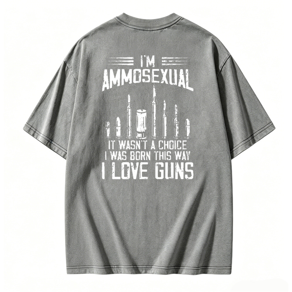 Ammosexual I Love Guns Bullet Graphic Washed T-shirt
