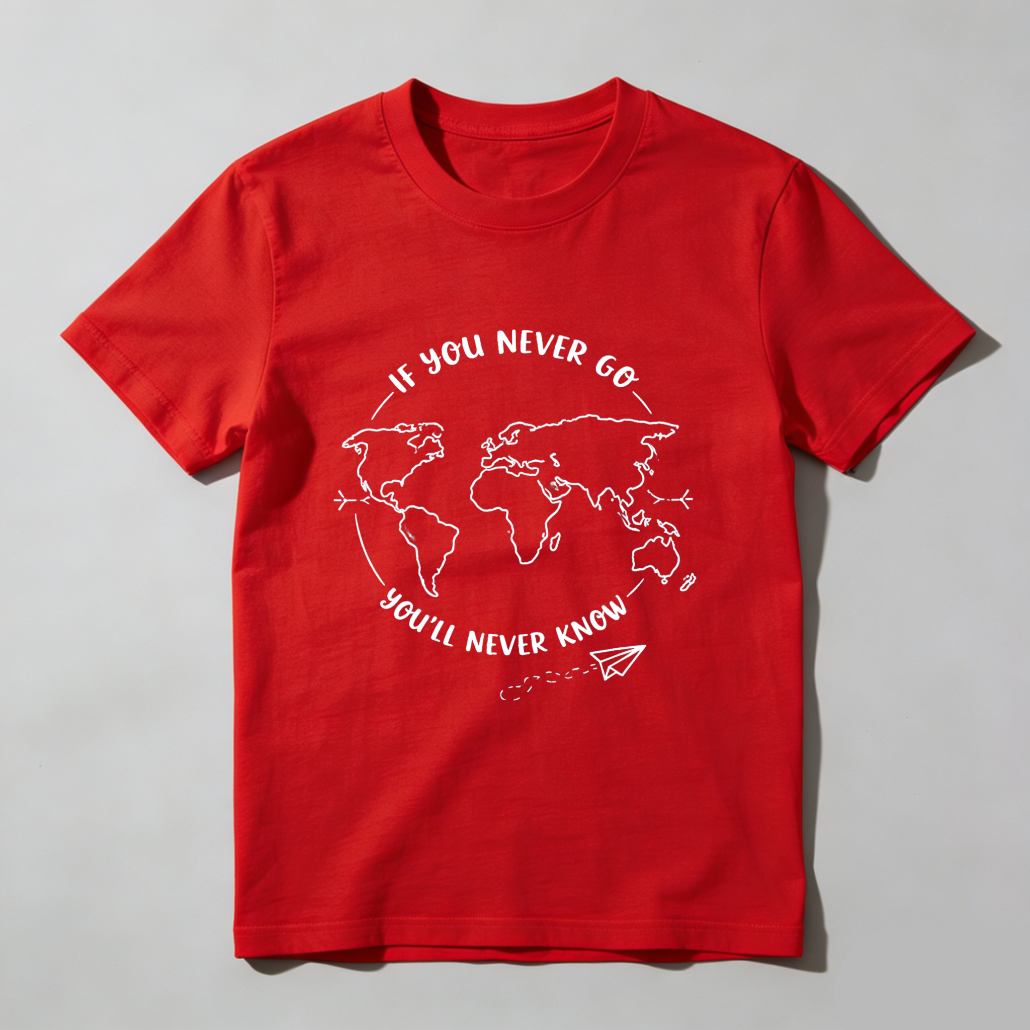 TEECURENT If You Never Go Youll Never Know World Map Travel Inspired T Shirt WOMEN