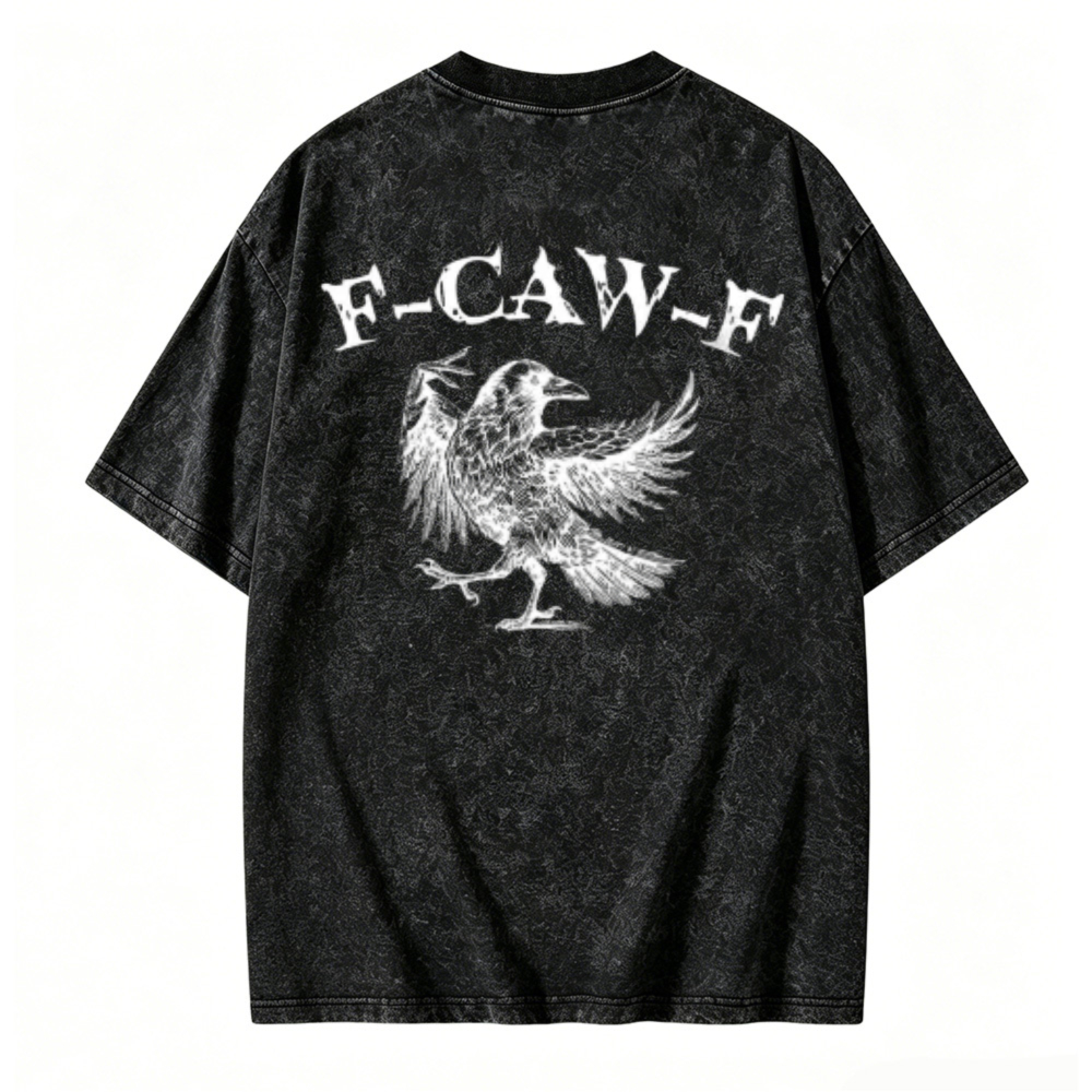F-Caw-F Crow Bird Graphic Washed T-shirt