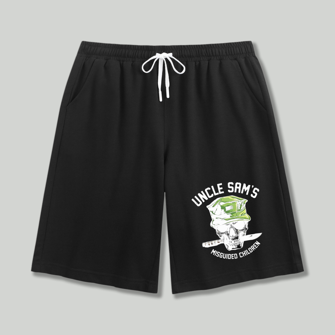 Uncle Sam S Misguided Children Skull Graphic Print Casual Sports Shorts