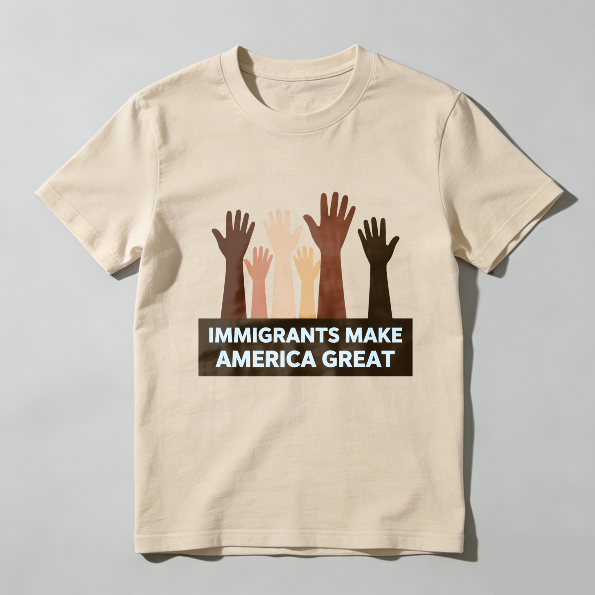 TEECURENTImmigrants Make America Great T Shirt With Multicultural Hands Design For Diversity And Inclusion Awareness-TeeCurent