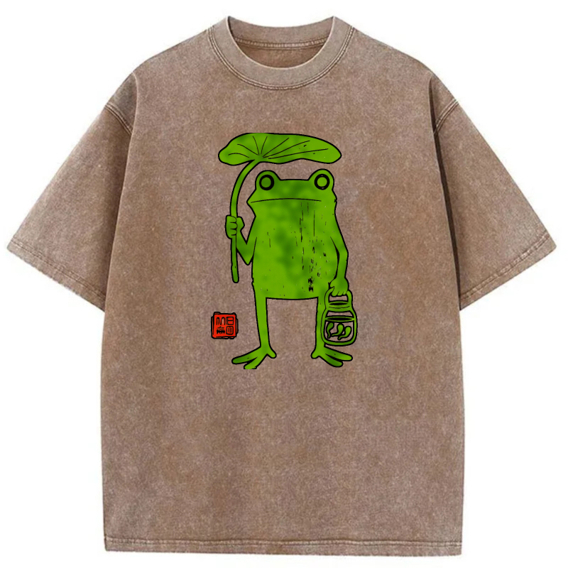 Frog Holding Umbrella And Lantern tshirt 100% cotton