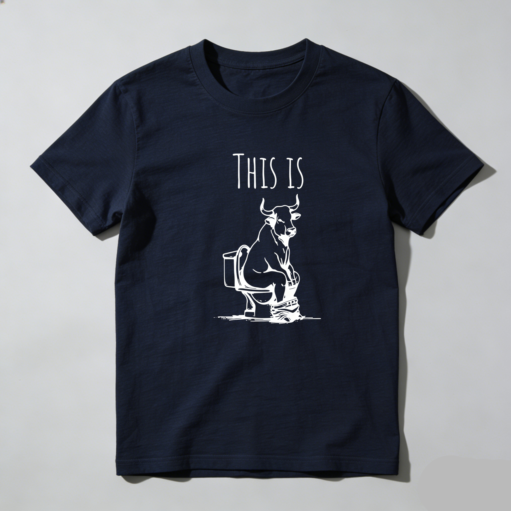 TEECURENT This Is Bull On Toilet Pure Cotton Short Sleeve T Shirt-TeeCurent