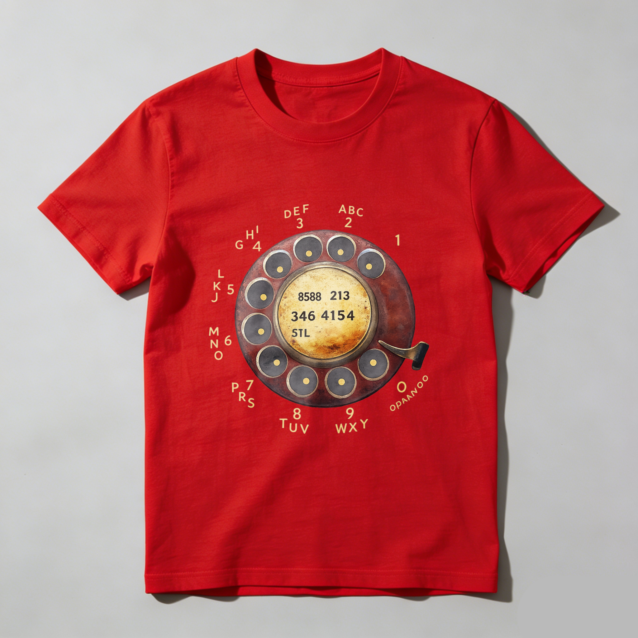 Vintage Rotary Dial Phone T-Shirt Made In Usa Retro Telephone Design Black Cotton Shirt For Men And Women Classic Communication Theme Gift Idea