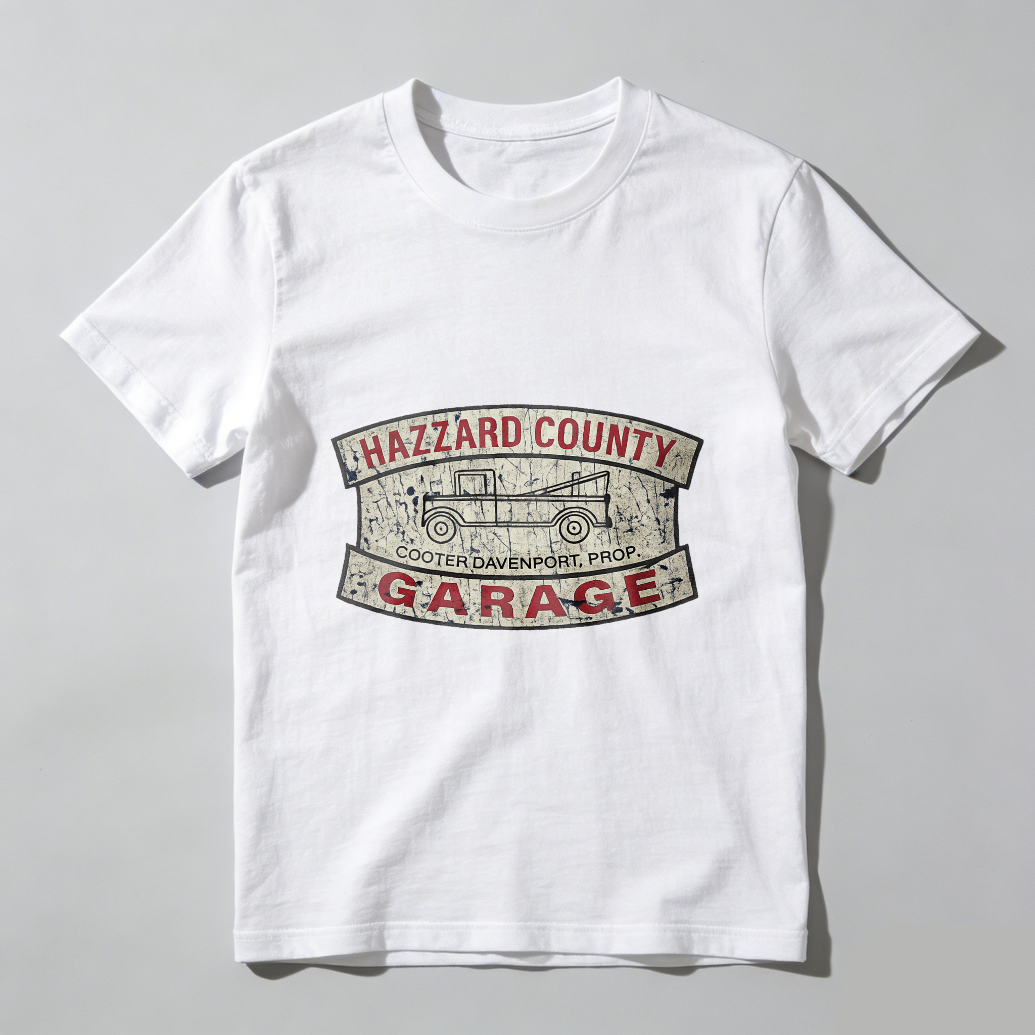TEECURENT Hazzard County Garage T Shirt Cooter Davenport Prop Classic Truck Design Black Cotton Men's Tee