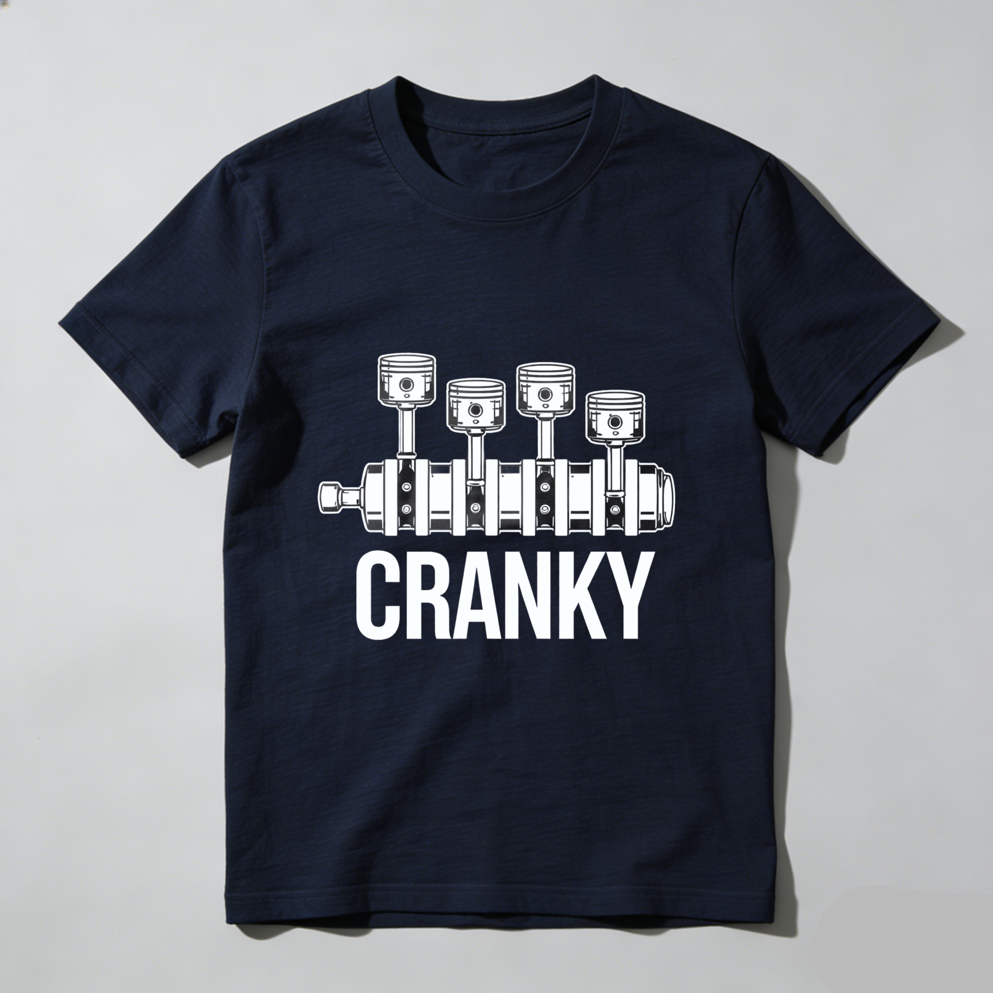 Cranky Engine Piston Design T-Shirt For Car Enthusiasts And Mechanics