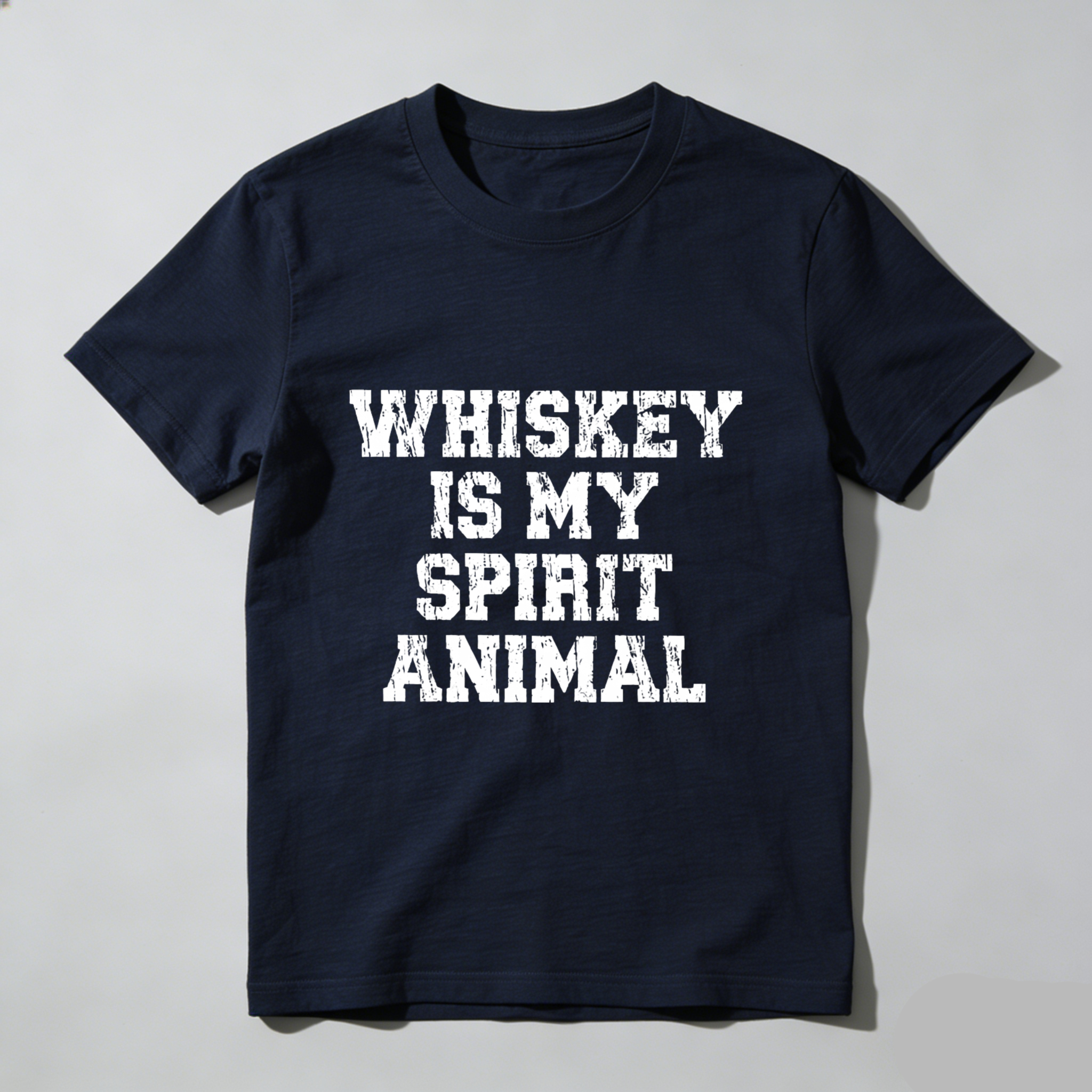 TEECURENT Whiskey Is My Spirit Animal T Shirt Funny Drinking Quote Men Women Casual Crewneck Tee Shirt