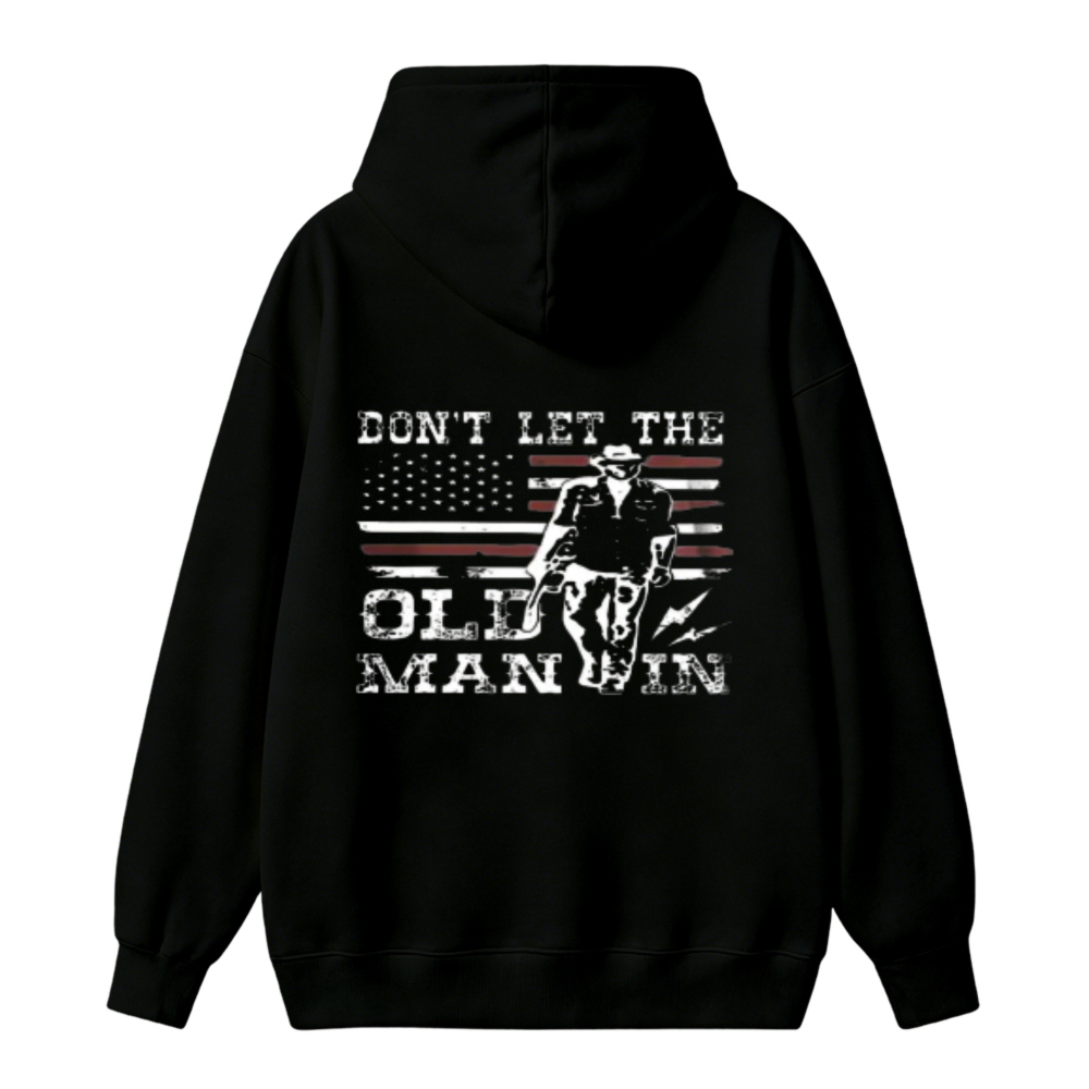 Dont Let The Old Man In American Flag Vintage Graphic Unisex Classic Hoodie