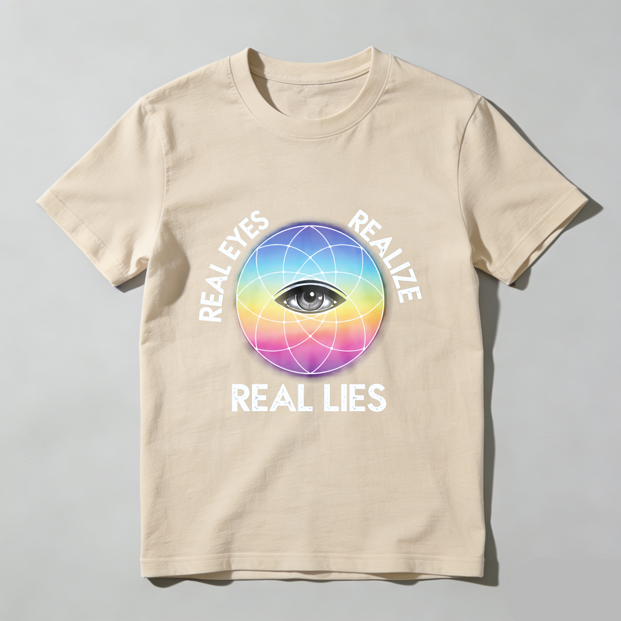TEECURENT  Real Eyes Realize Real Lies Eye Globe Pattern TEECURENT
