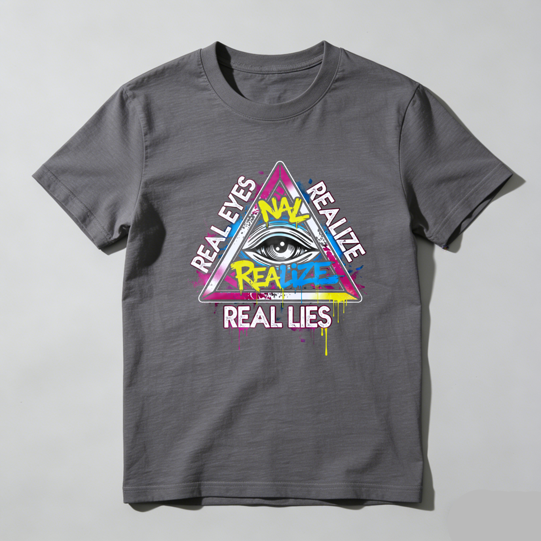 TEECURENT  Real Eyes Realize Real Lies Eye Pyramid Design TEECURENT