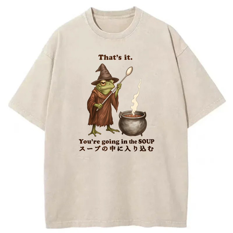 Frog Wizard Soup Cauldron Spoon Magic Spell Pot tshirt 100% cotton