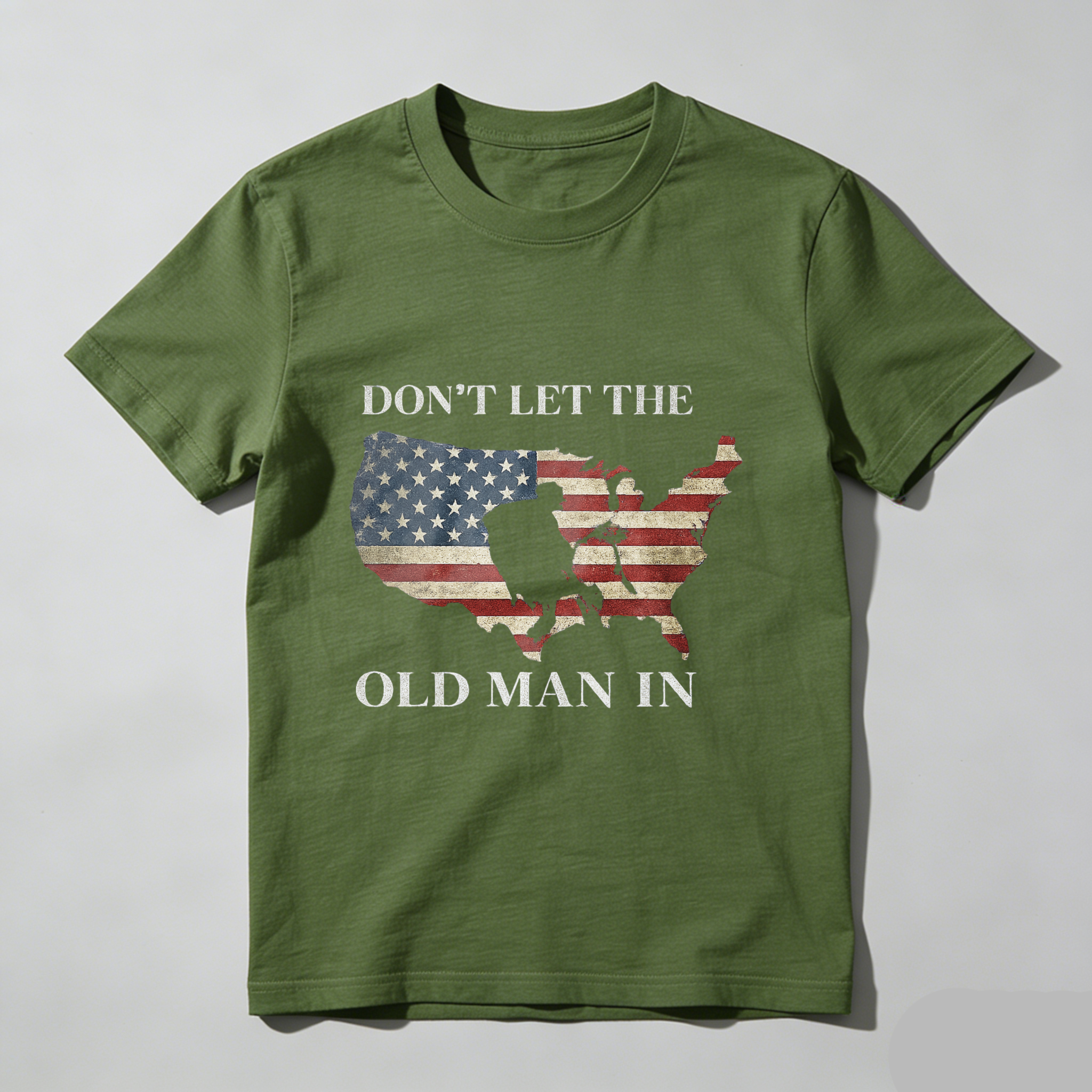 TEECURENT Dont Let The Old Man In Usa Map Flag T Shirt