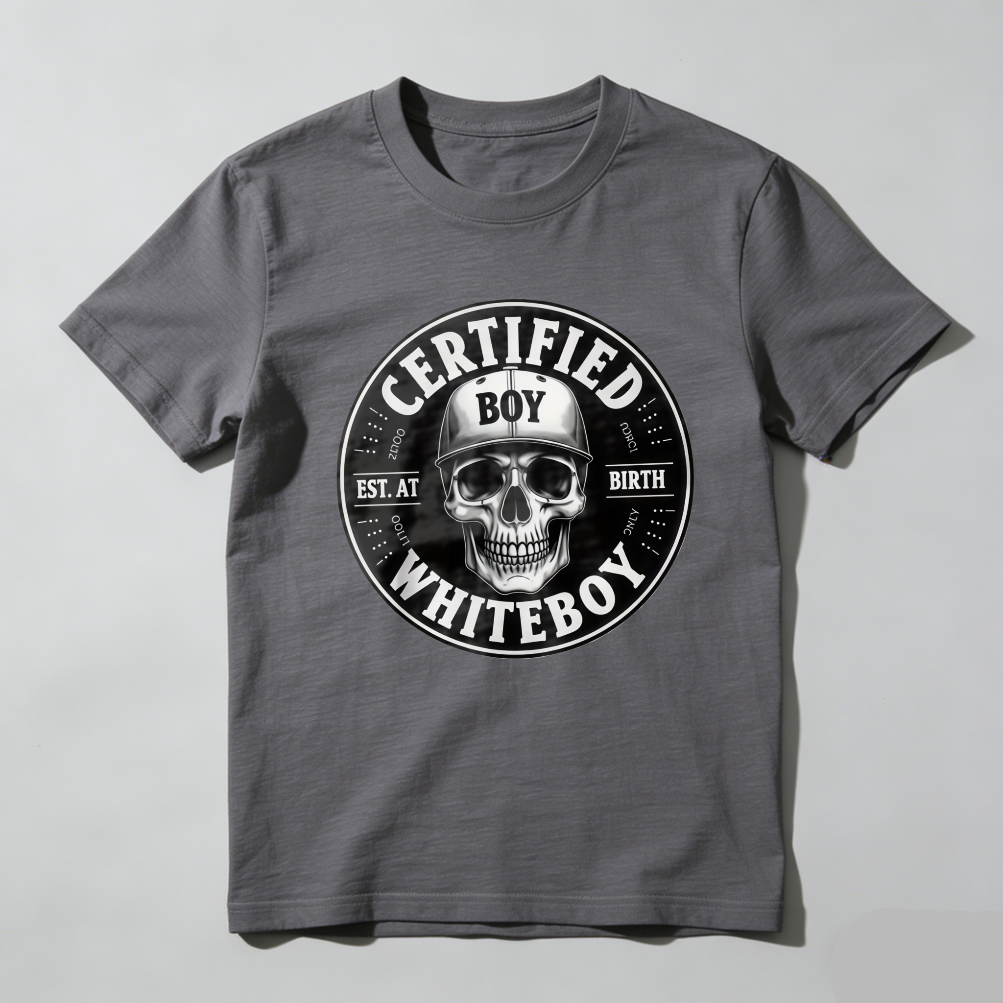 TEECURENT T-SHIRT  Certified Boy Whiteboy Skull Design