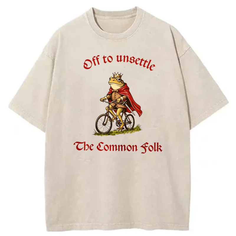 Frog King On Bicycle With Cape And Crown tshirt 100% cotton