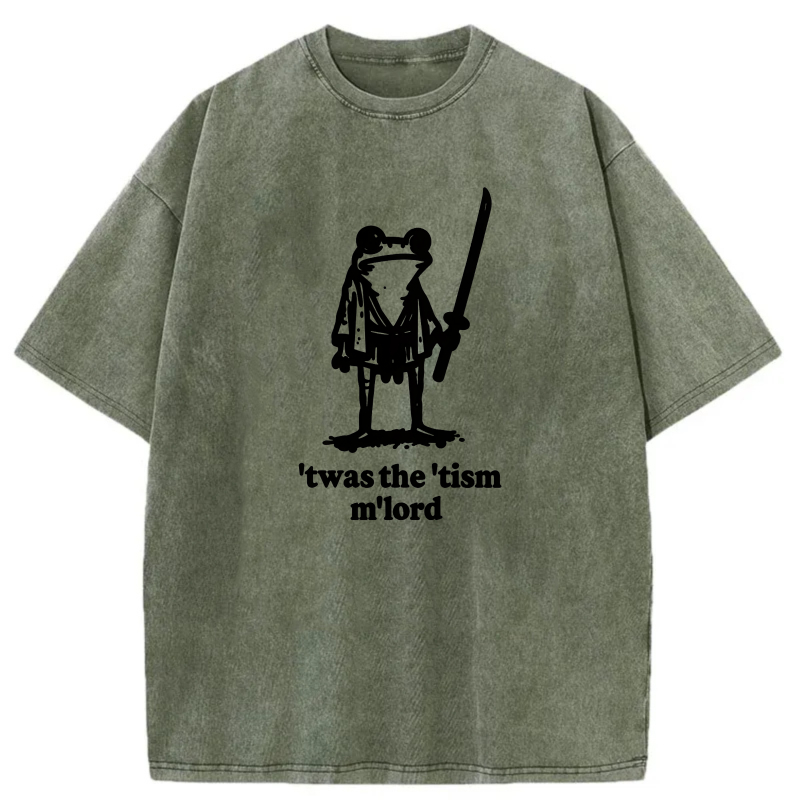 Frog With Sword And Text Print tshirt 100% cotton