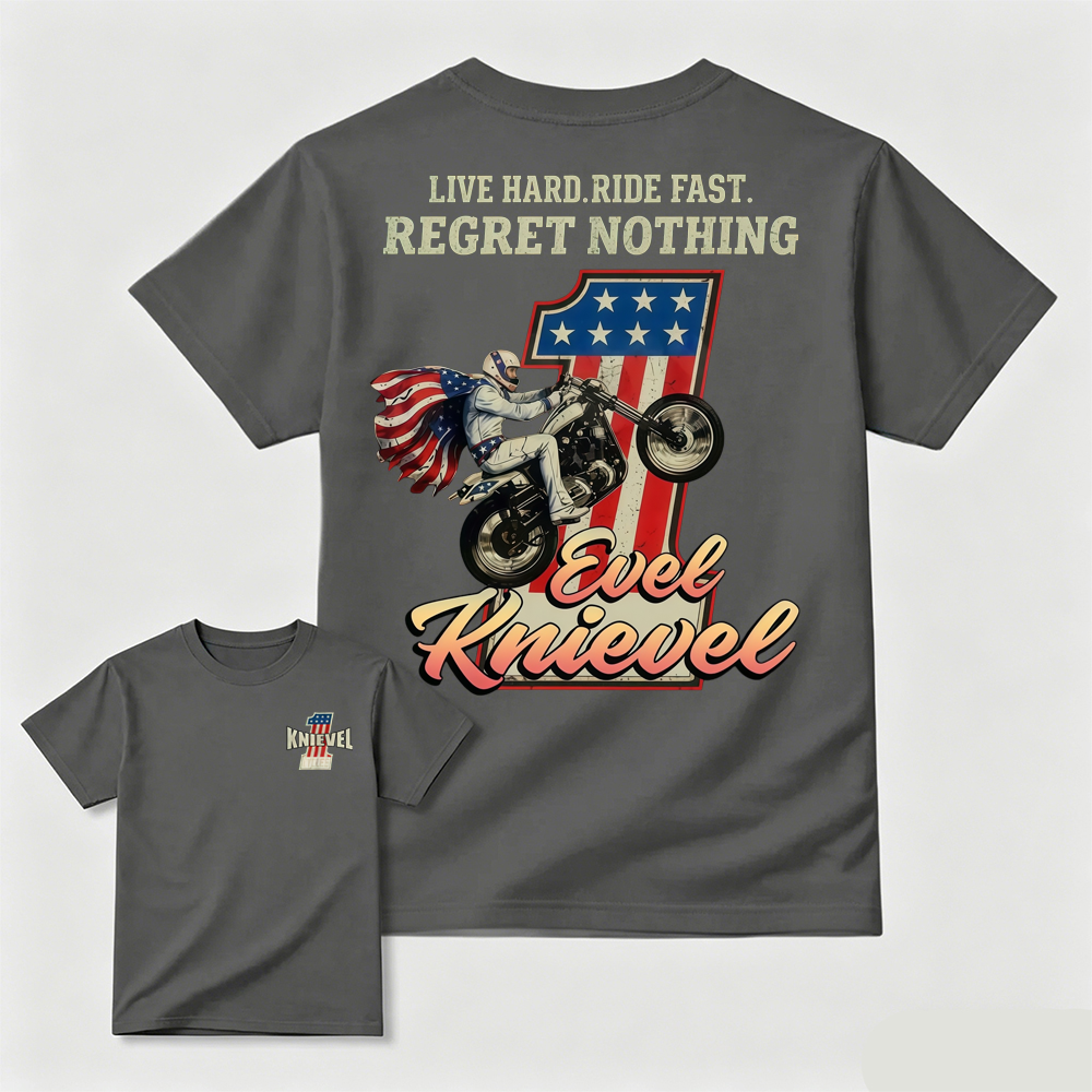 Daredevil Legend Evel Tee – Live Hard Ride Fast T-Shirt, American Rider Unisex Cotton Shirt, Cool Biker Gift