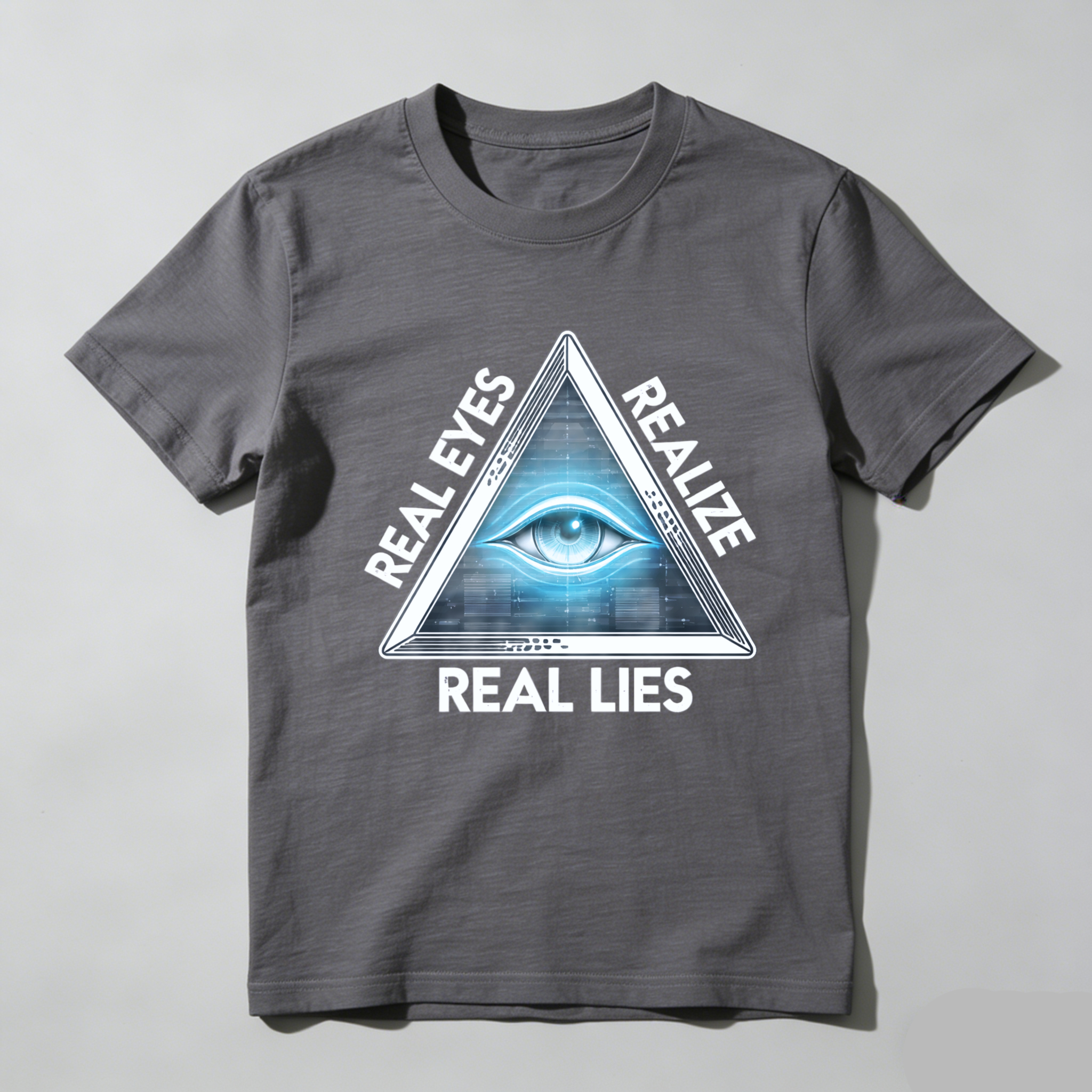 TEECURENT  Real Eyes Realize Real Lies Pyramid Eye Design TEECURENT