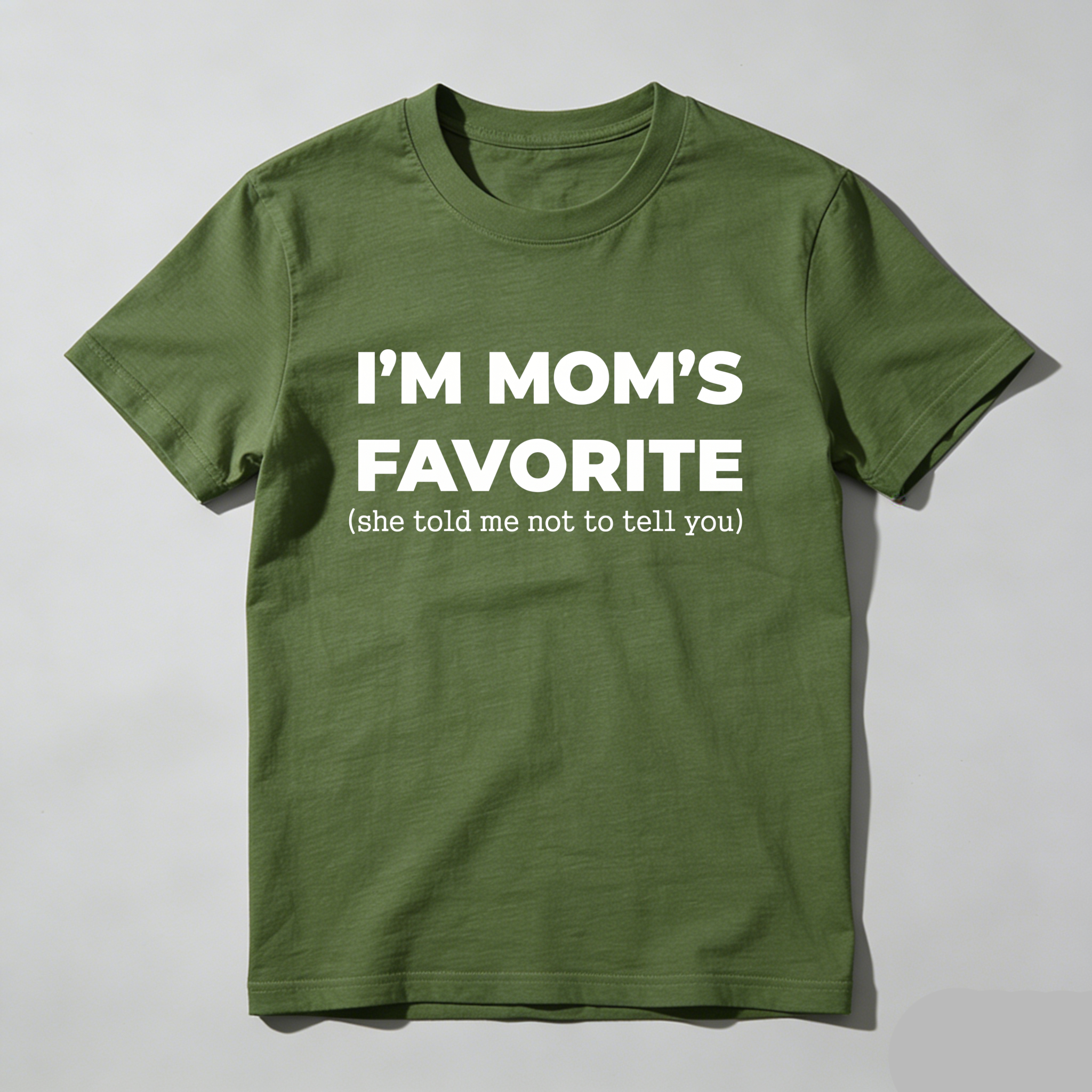 TEECURENT Im Moms Favorite She Told Me Not To Tell You T Shirt Funny Family Gift For Kids And Teens Humorous Mother Day Present