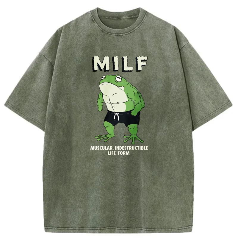 Muscular Indestructible Life Form Frog Design tshirt 100% cotton