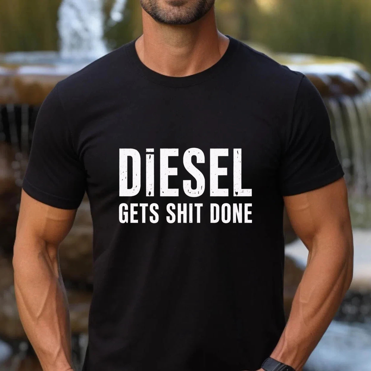 Diesel Gets Shit Done T Shirt Men Women Casual Graphic Tee Shirt Black Funny Slogan Top For Work Or Everyday Wear
